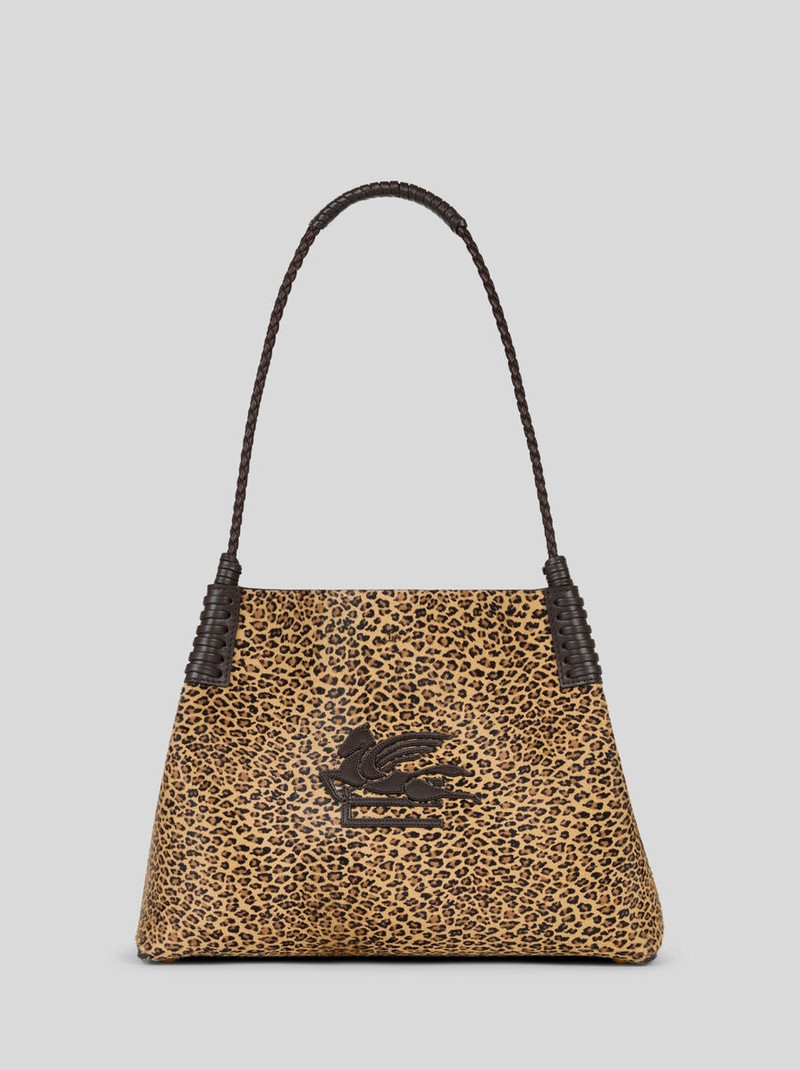 SMALL LIBRA TOTE BAG IN LEATHER WITH ANIMAL PRINT 1