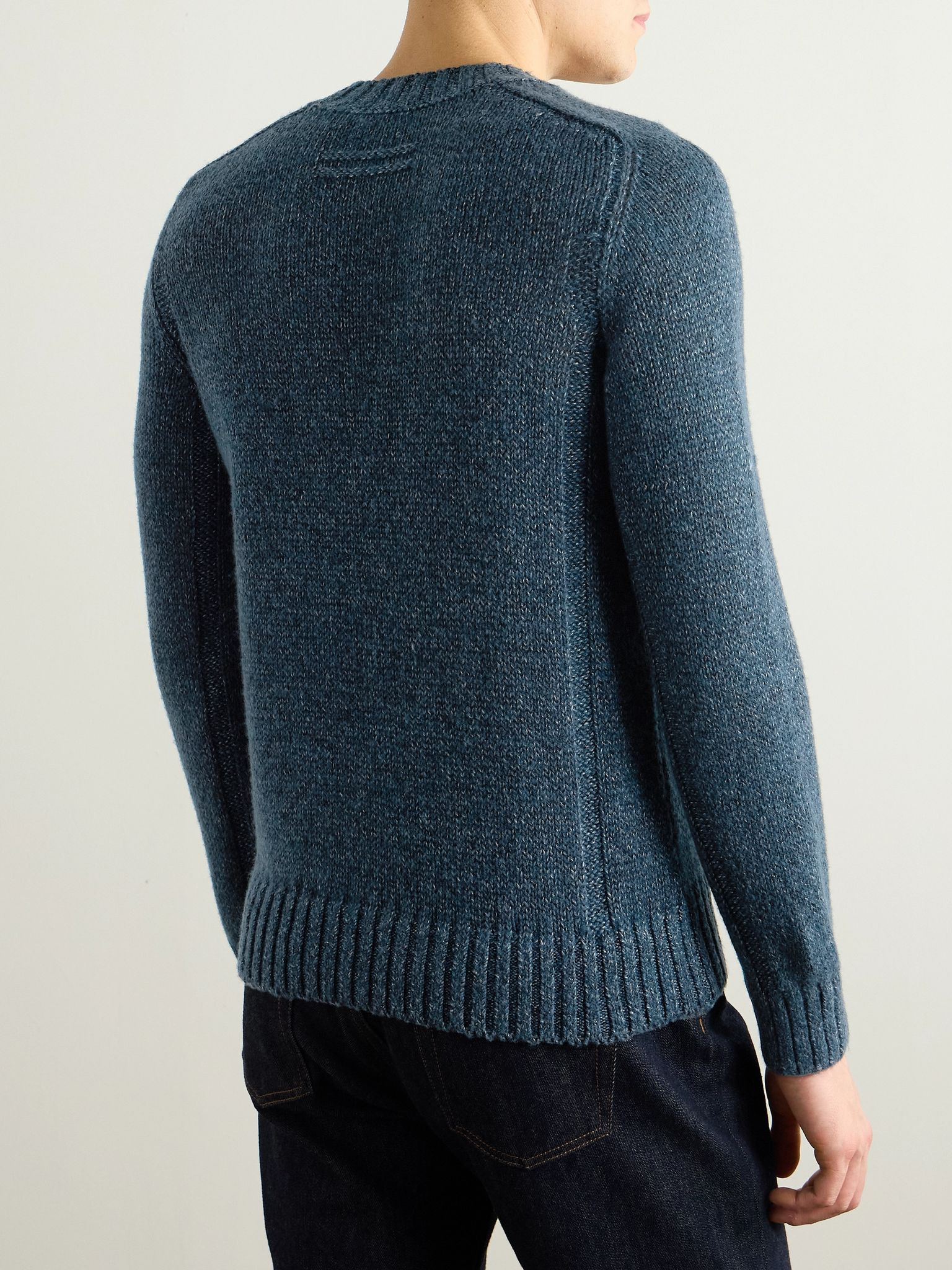 Cashmere, Linen and Cotton-Blend Sweater Blue - 3