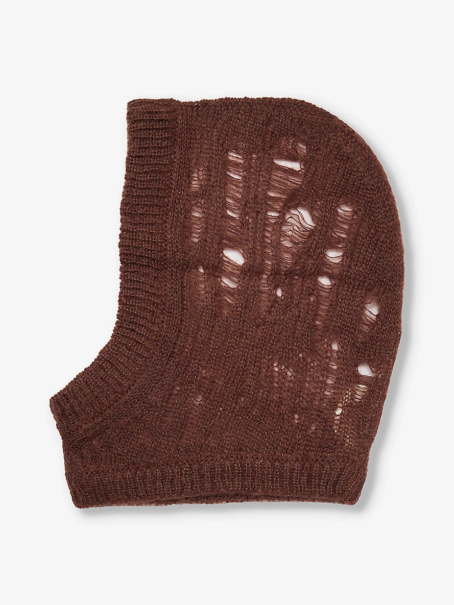 Distressed-knit ribbed-trim wool-blend hood - 3