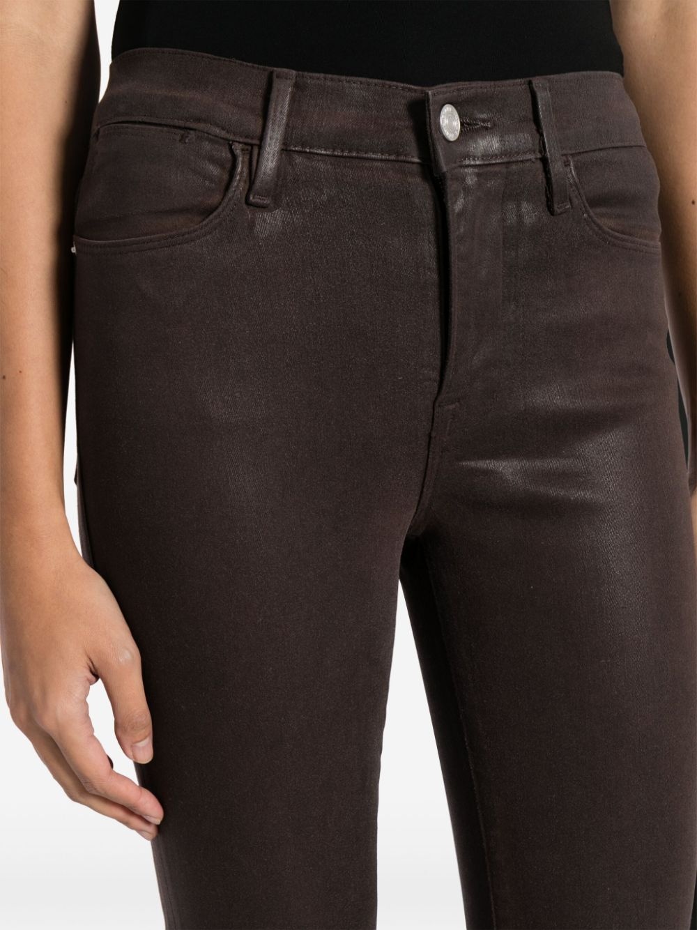 wax-coated flared jeans - 5