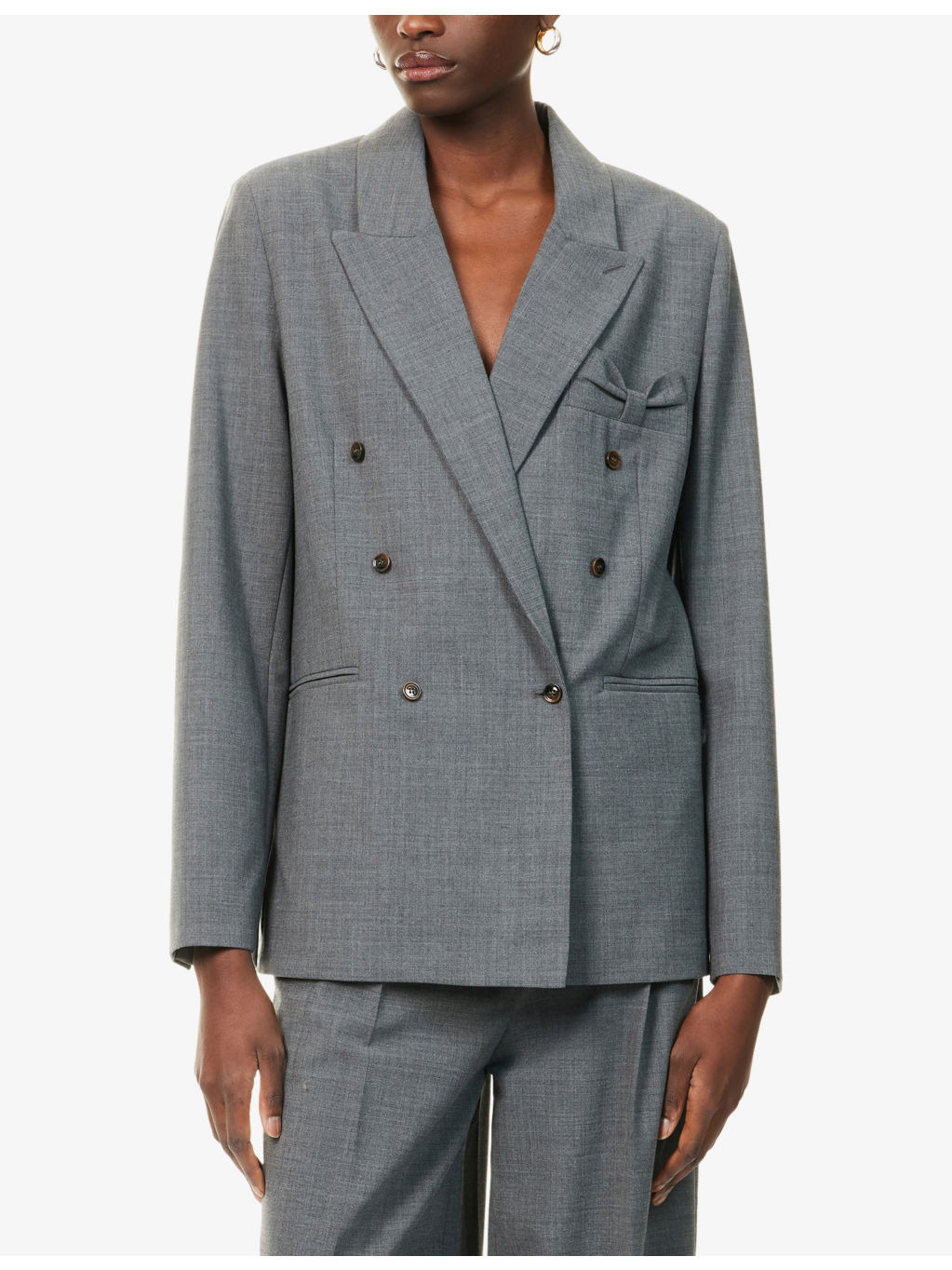 Grand Peak-Lapels Stretch-Woven Blazer - 3