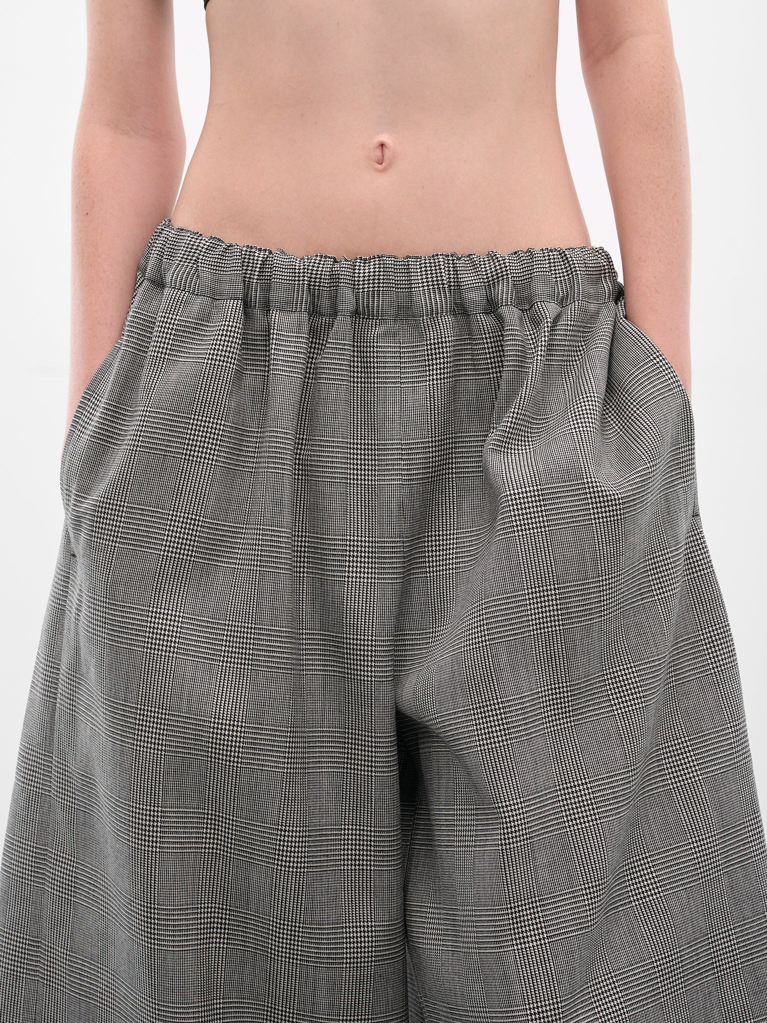 Gray Check Elasticated Baggy Trousers - 5
