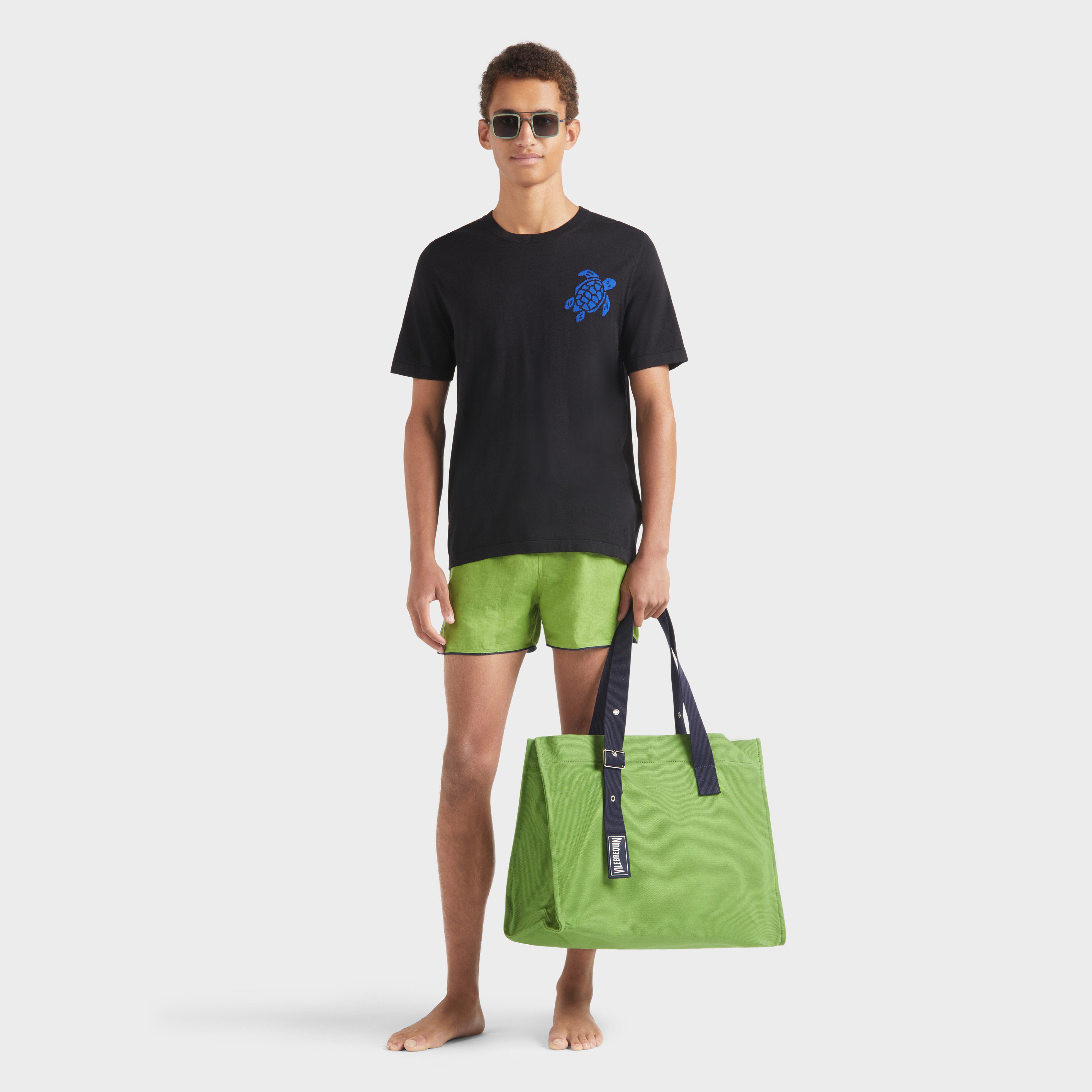 Men Linen Swim Trunks Solid - 5