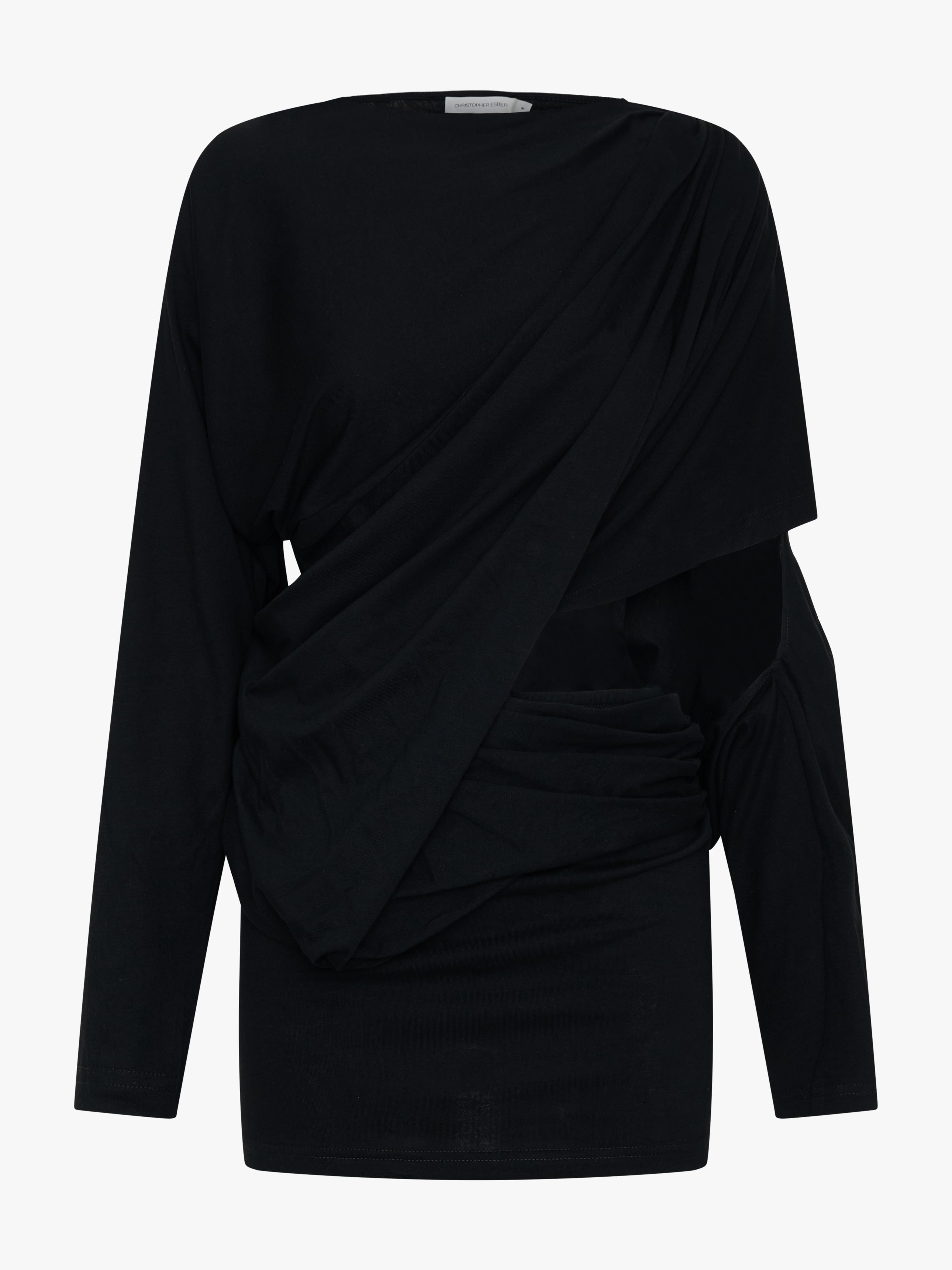 Aiba Draped Cotton Jersey Long Sleeve Dress - 6