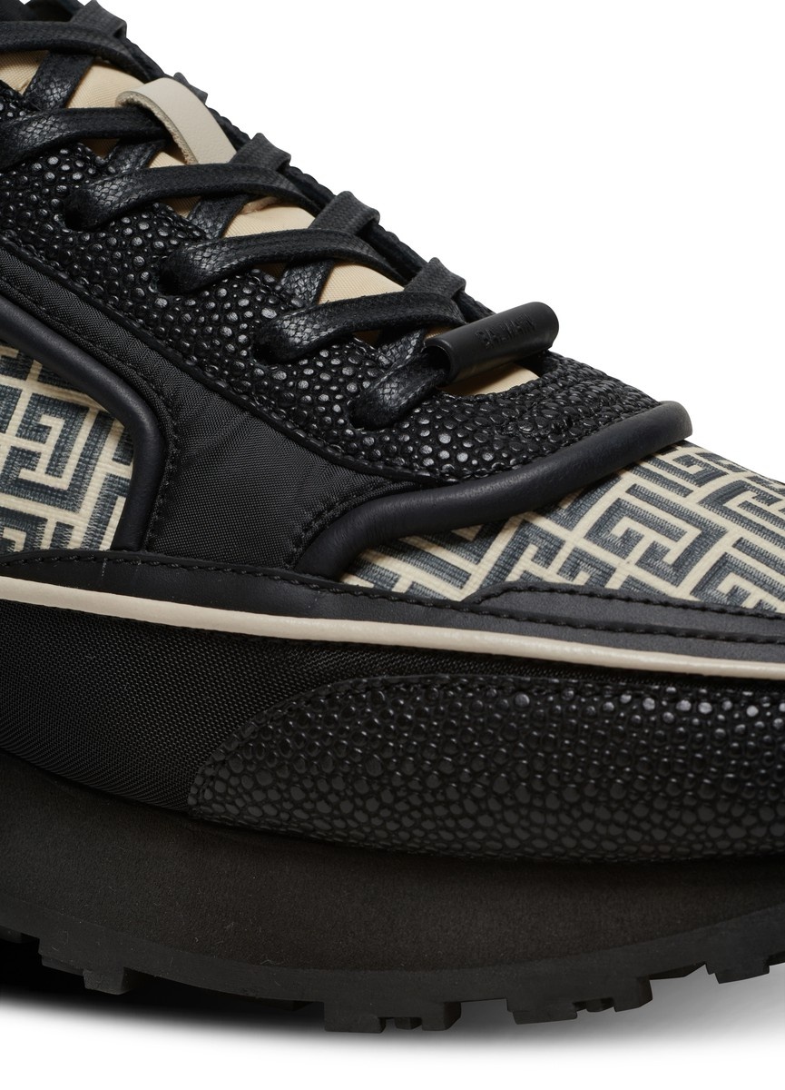 Balmain Racer sneakers in monogrammed nylon and leather