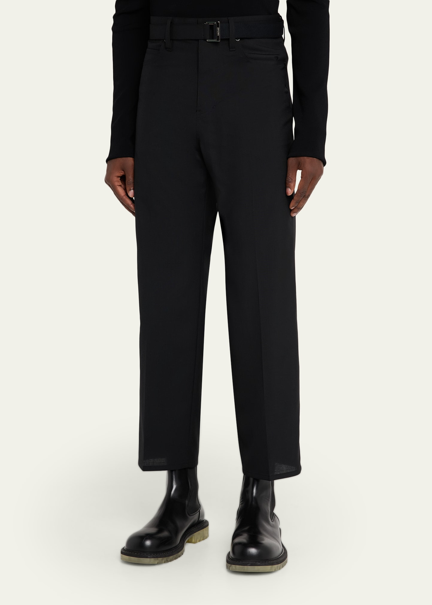 Men's Belted Poly-Wool Suiting Pants - 4