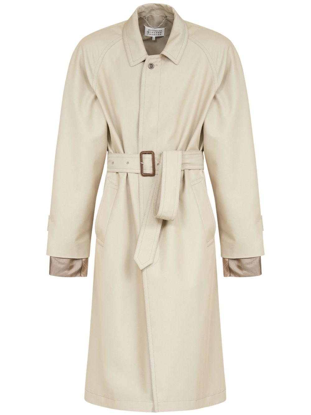 layered belted trench coat - 1