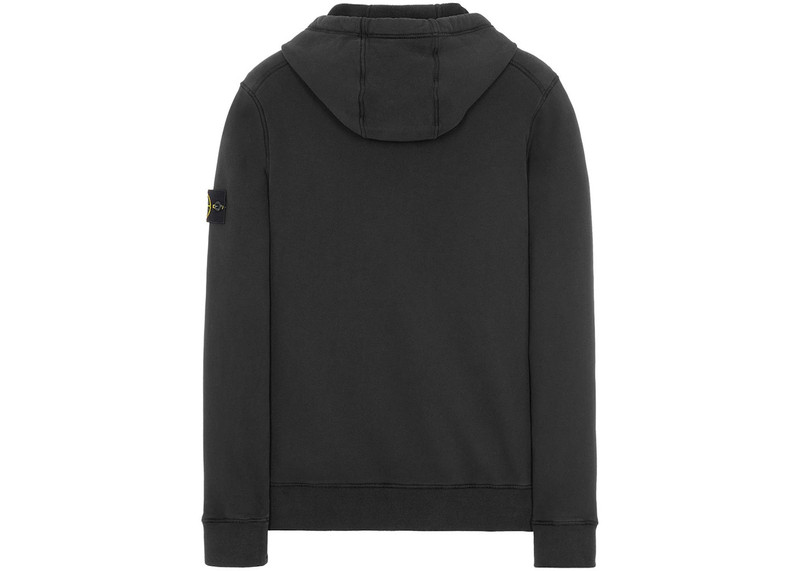 Stone Island Stone Island 64120 Brushed Cotton Fleece Hooded Sweatshirt Black outlook