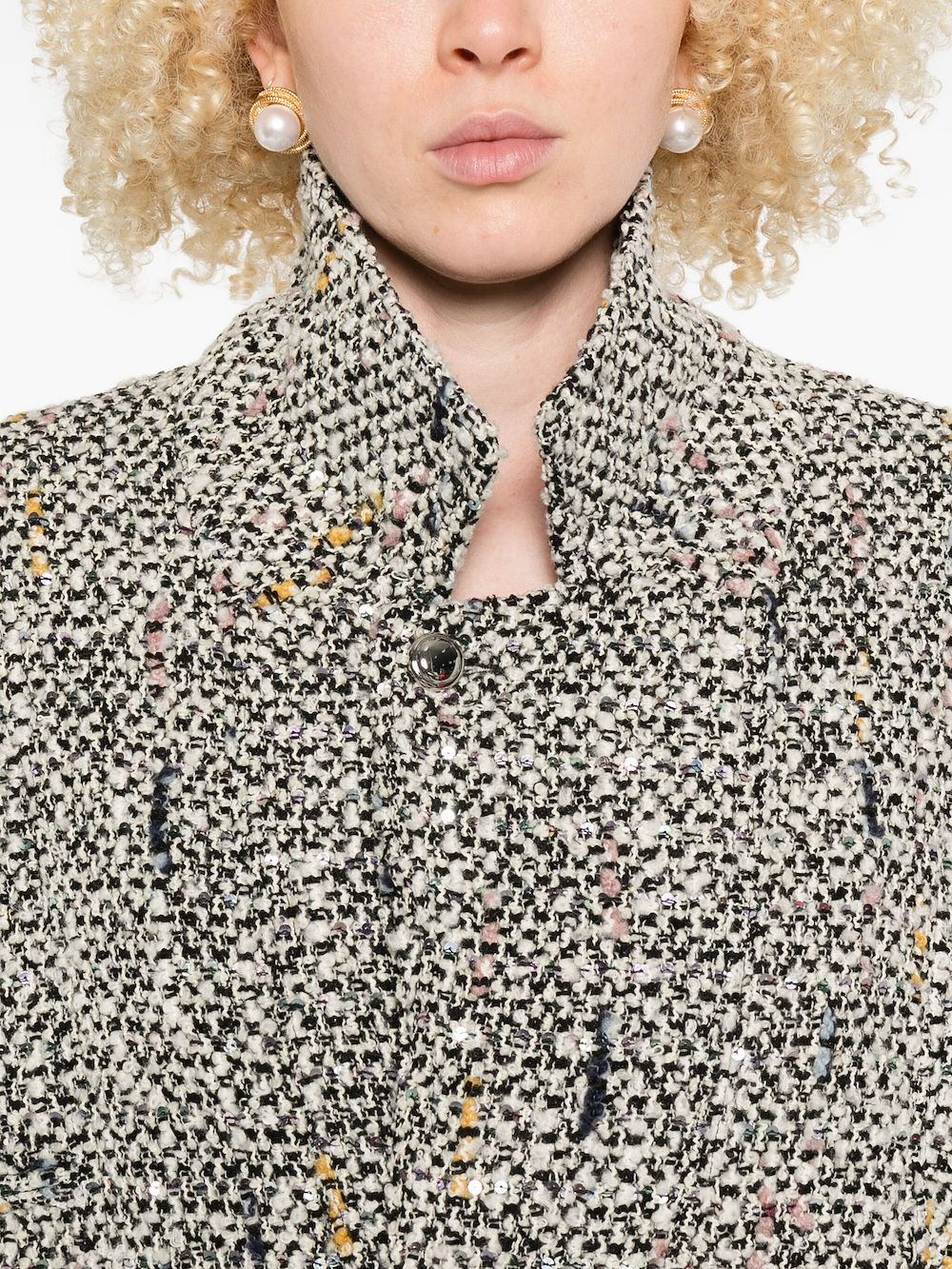 tweed speckled bomber jacket - 5