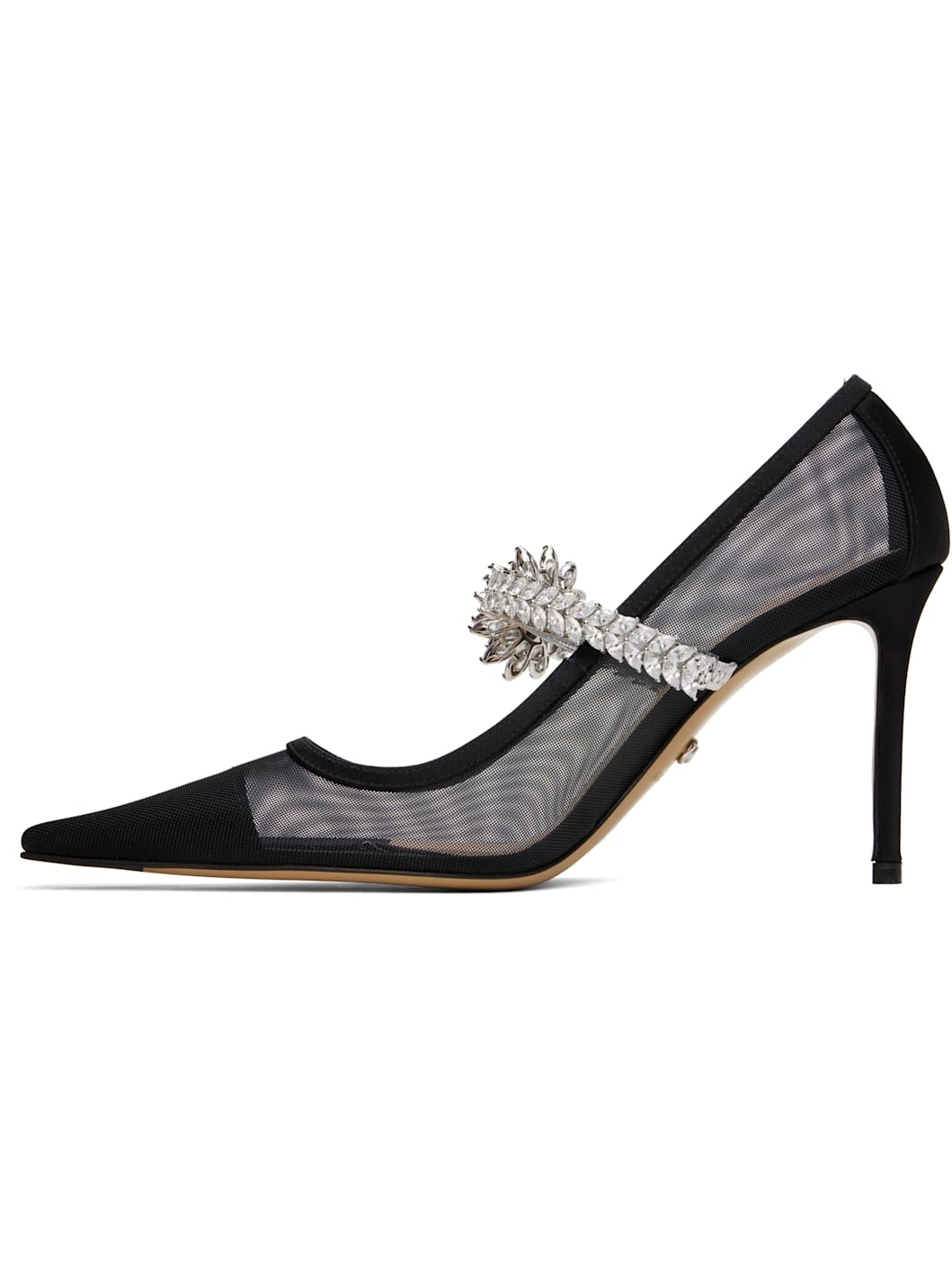 Black Lotus Flower Mesh Heels - 3