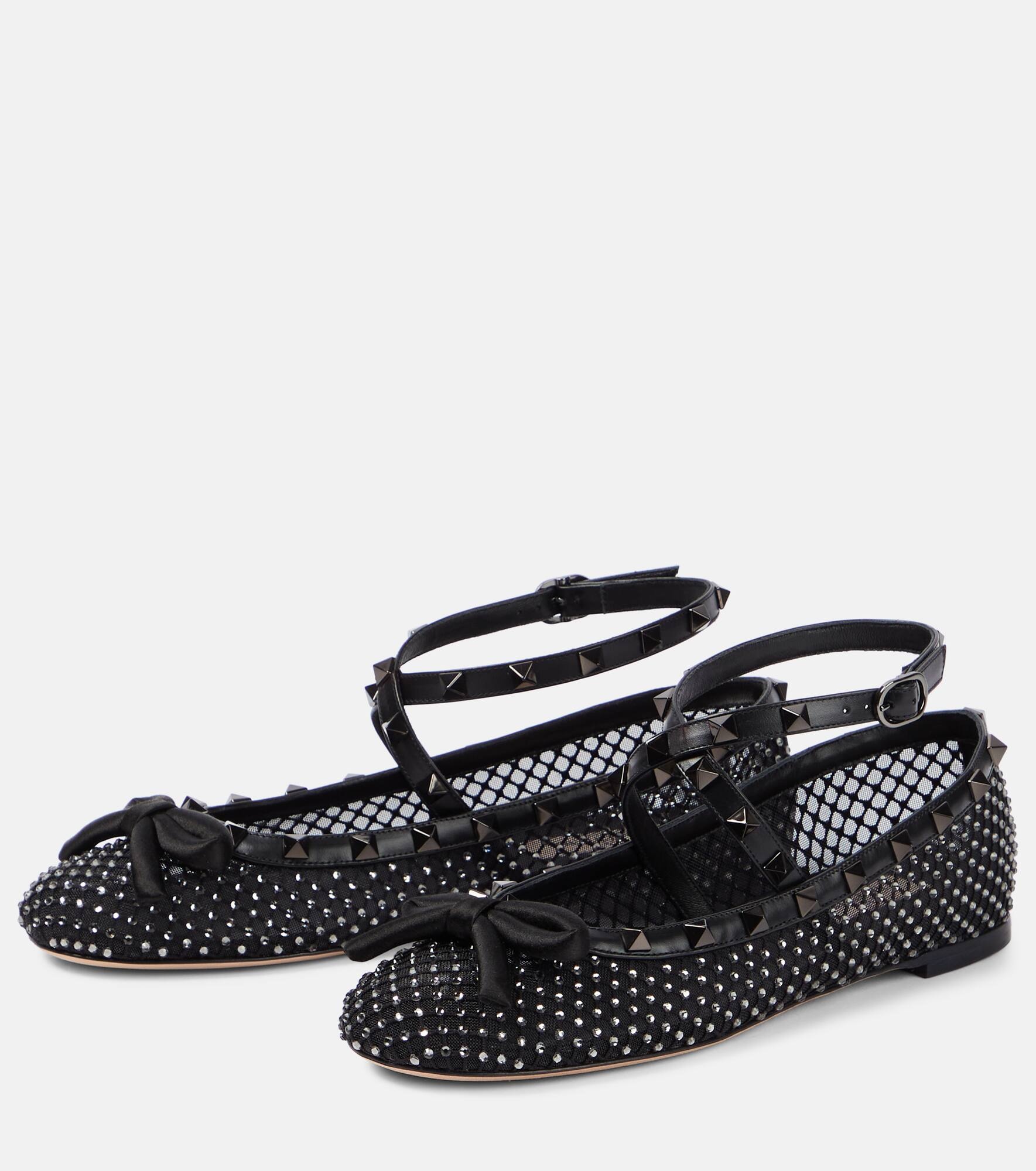 Rockstud embellished mesh ballet flats - 5