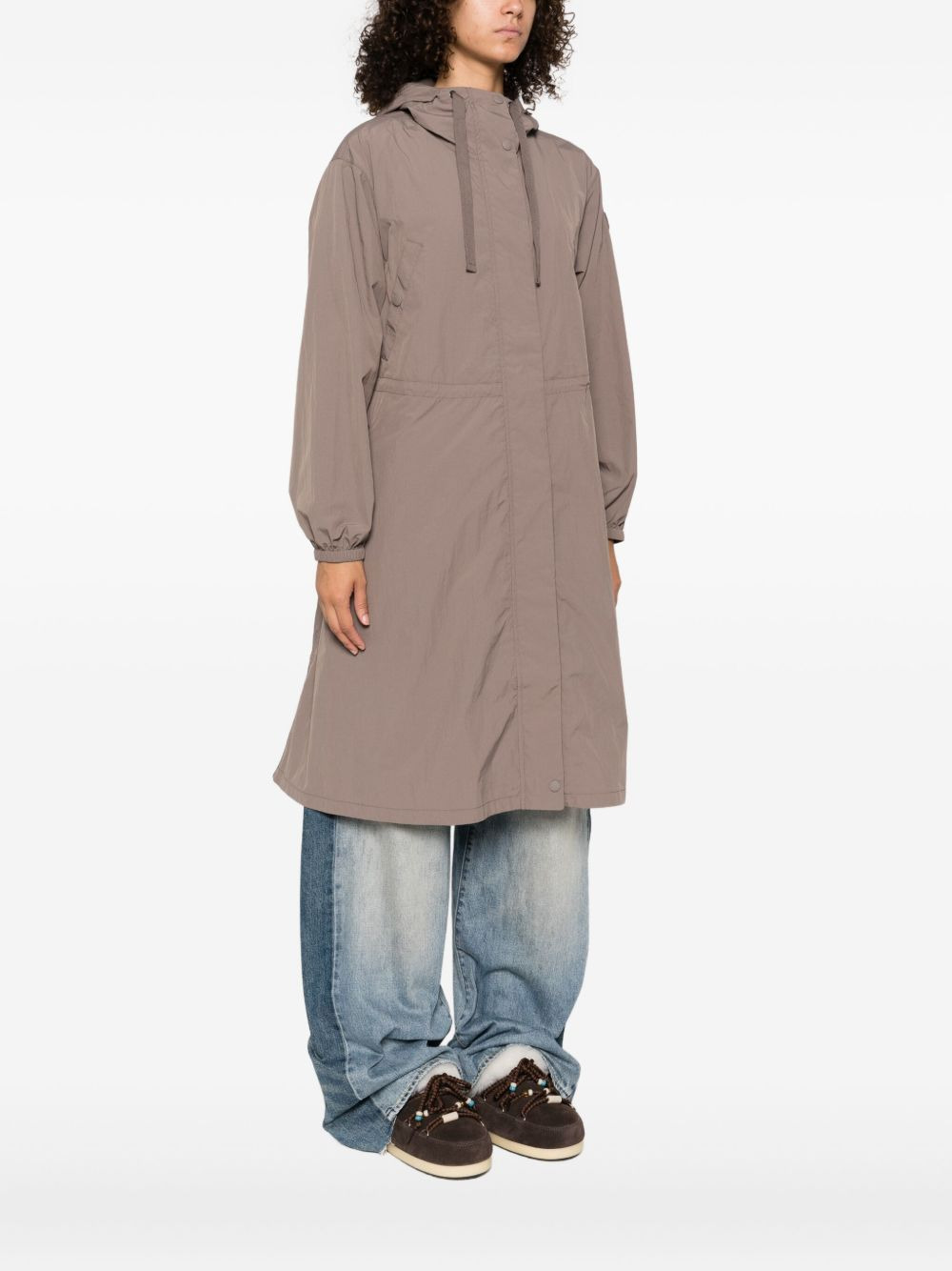 hooded button-fastening coat - 3