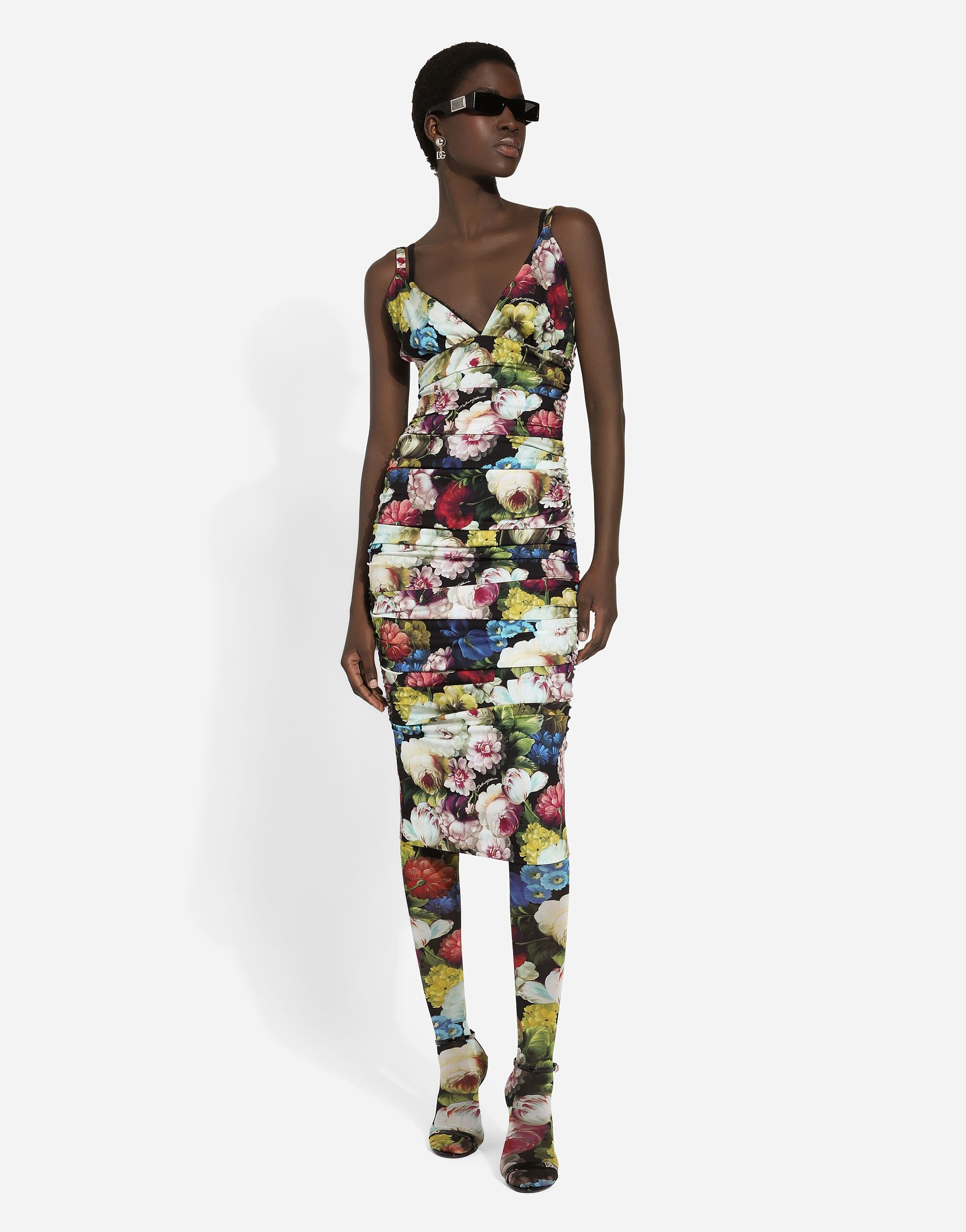 Charmeuse slip dress with nocturnal flower print - 2