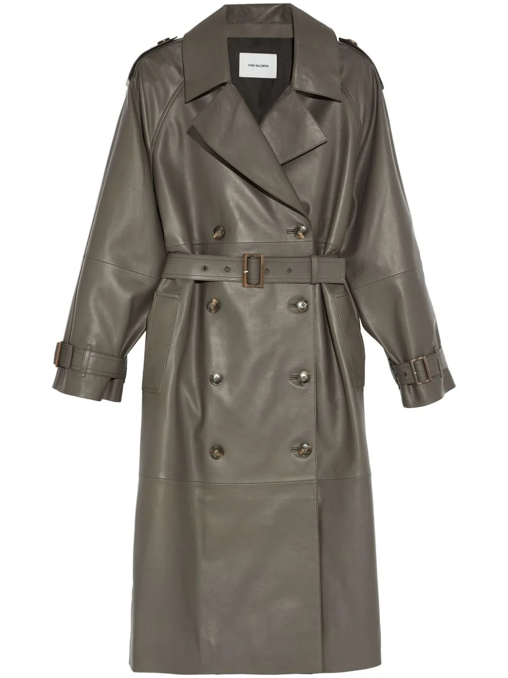 belted leather trench coat - 1