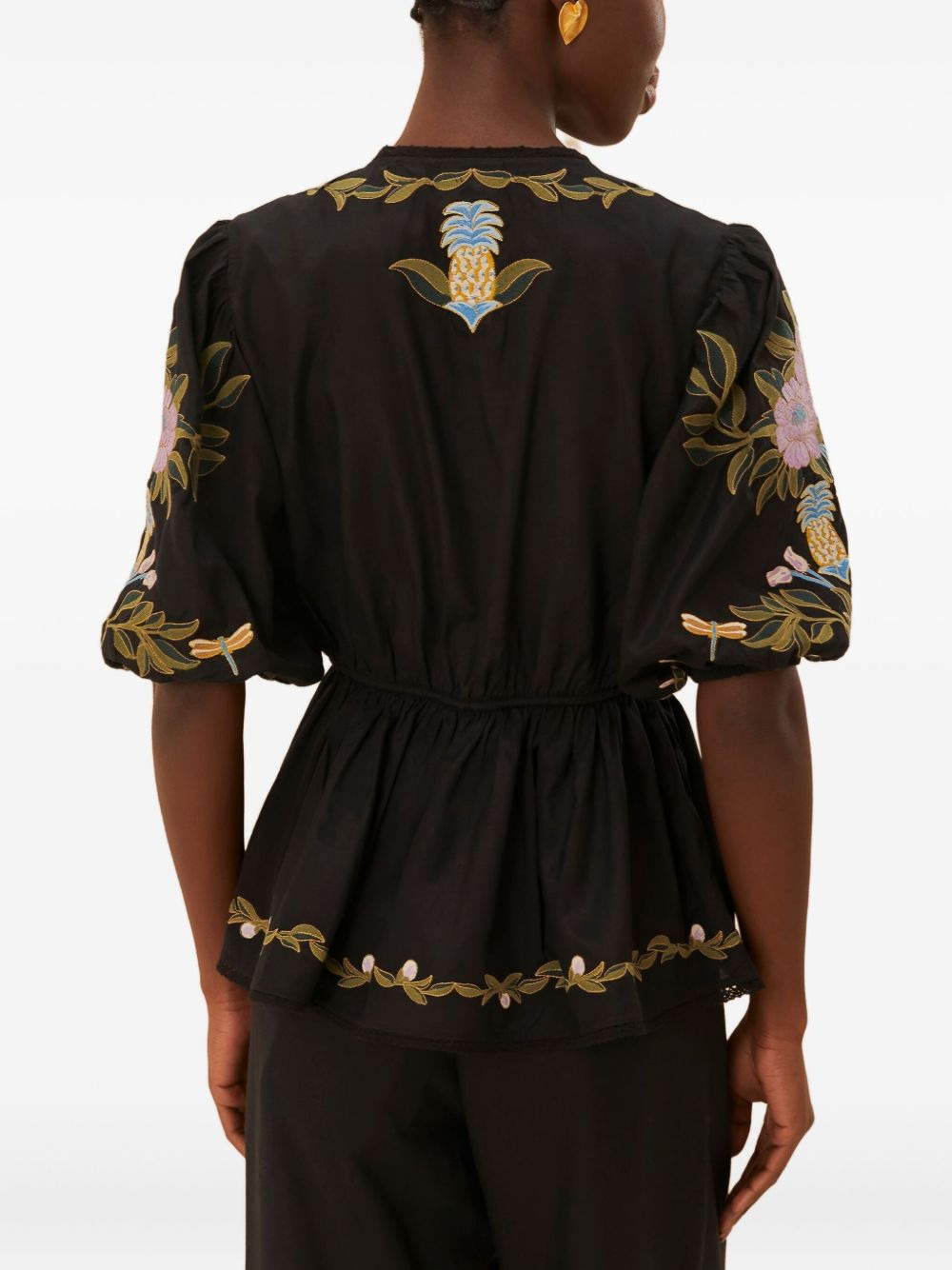 Winter Garden embroidered puff-sleeve top - 3