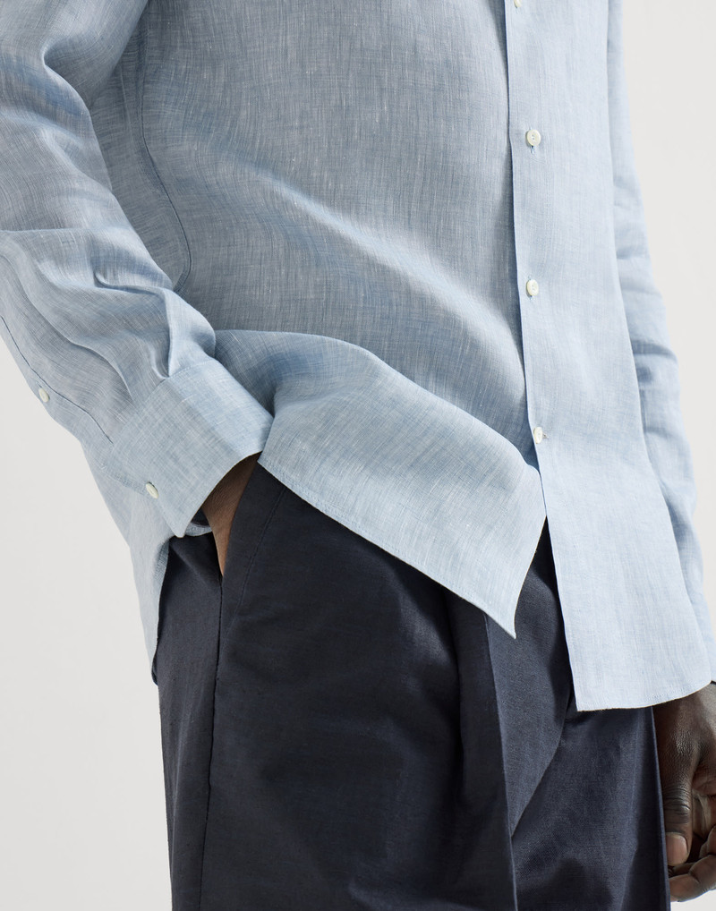Linen easy fit shirt with spread collar 5