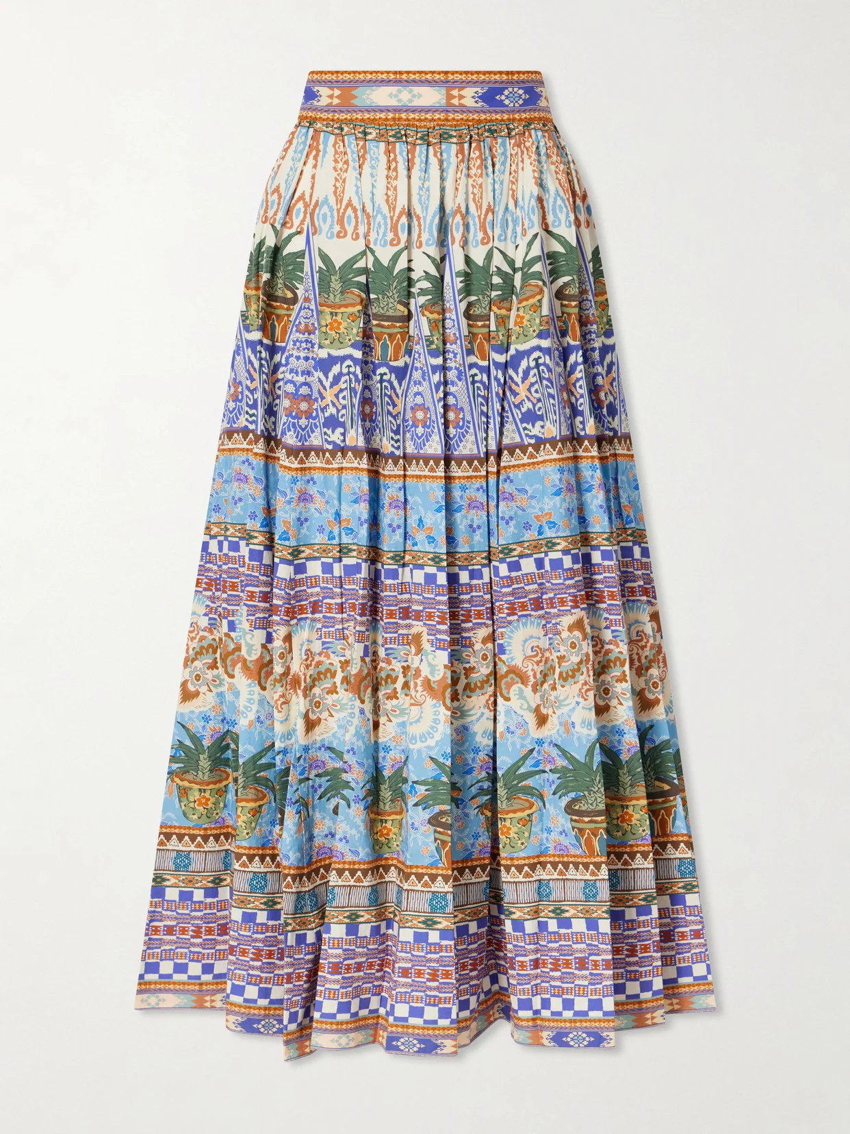 Ombretta Pleated Printed Cotton Midi Skirt - 1