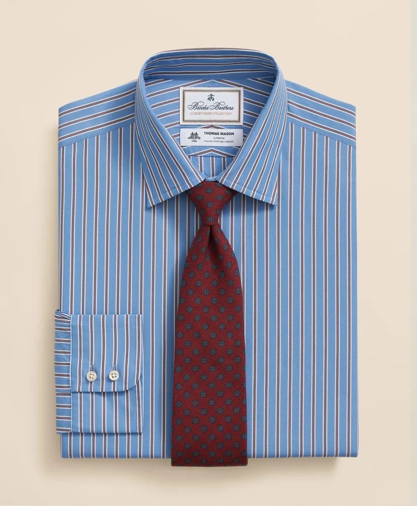 Brooks Brothers X Thomas Mason® Cotton English Collar, Stripe Dress Shirt - 1