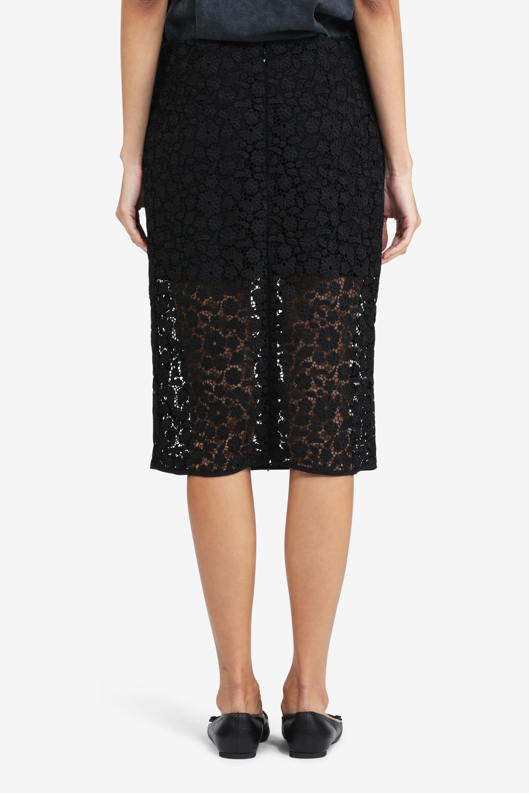 FLORAL-LACE MIDI SKIRT - 2