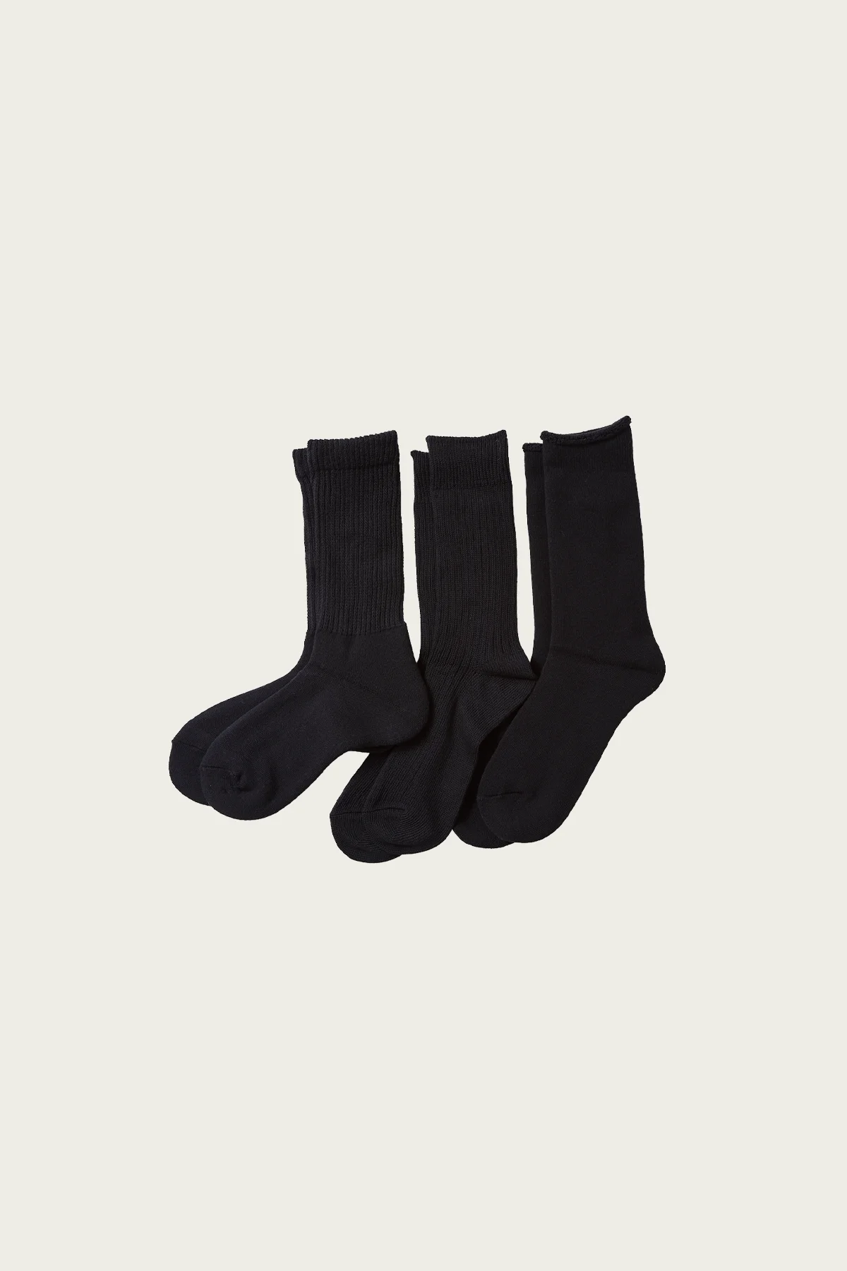 Organic Daily 3 Pack Crew Socks - Black - 1