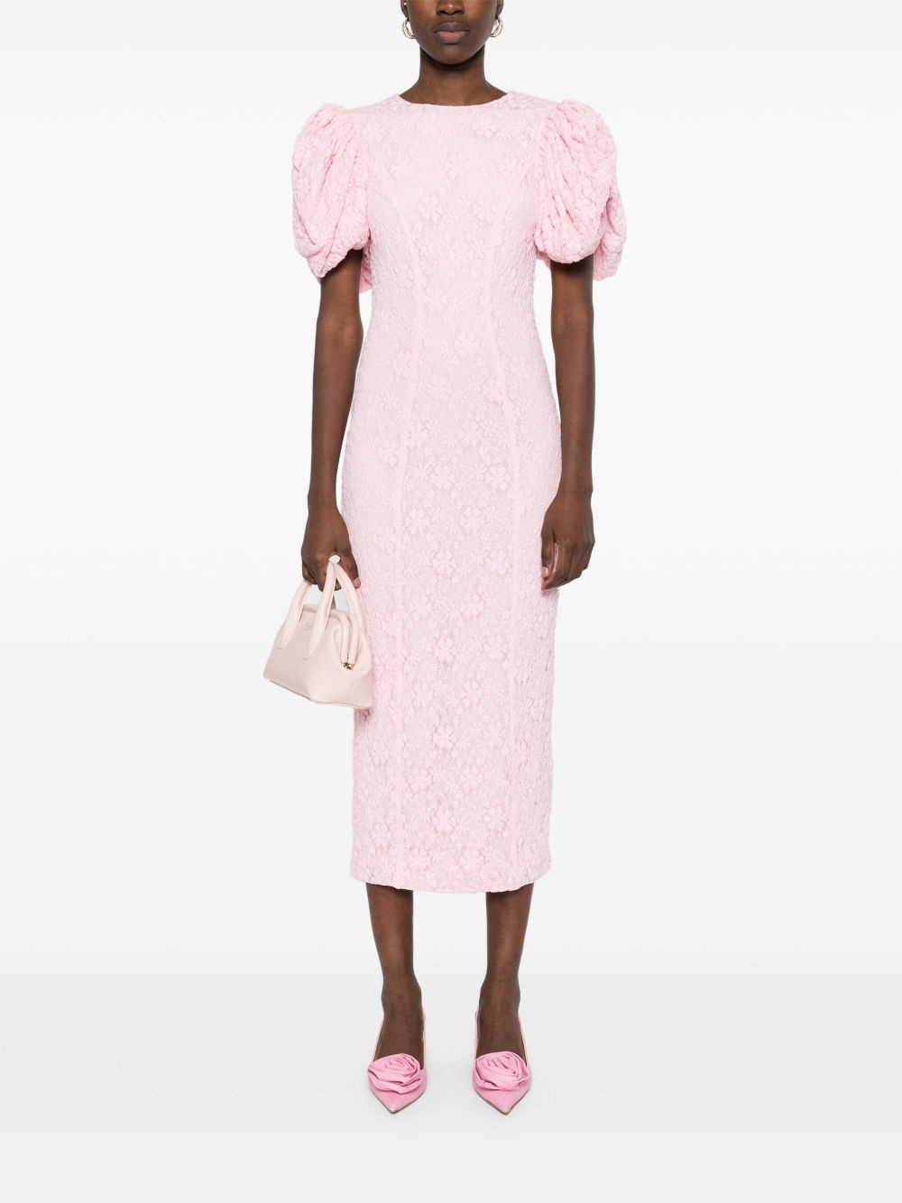 lace fitted midi dress - 2