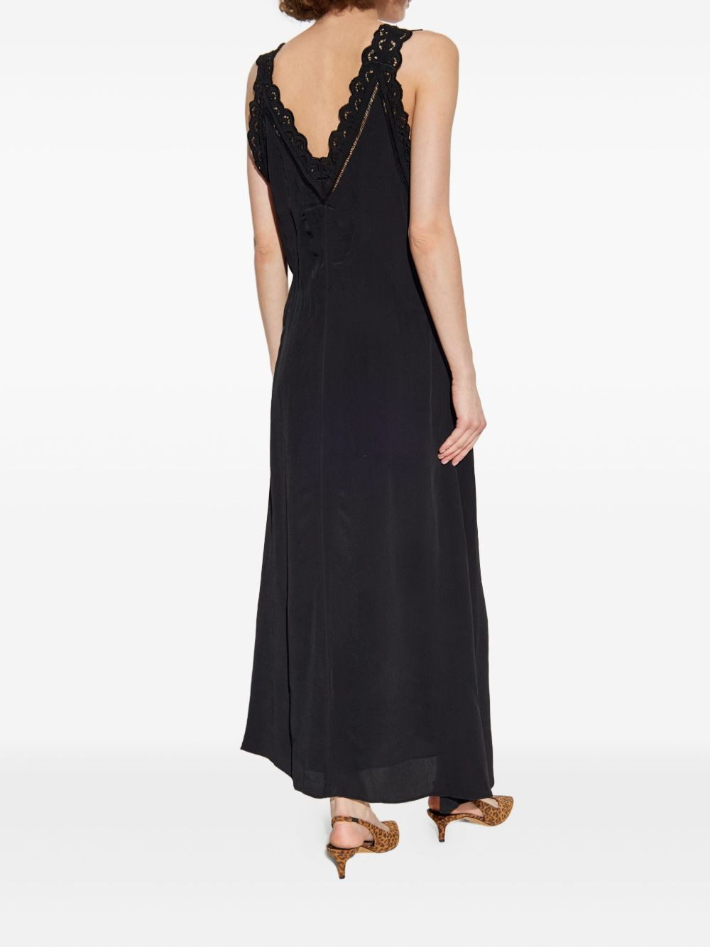 lace-insert pleated dress - 3