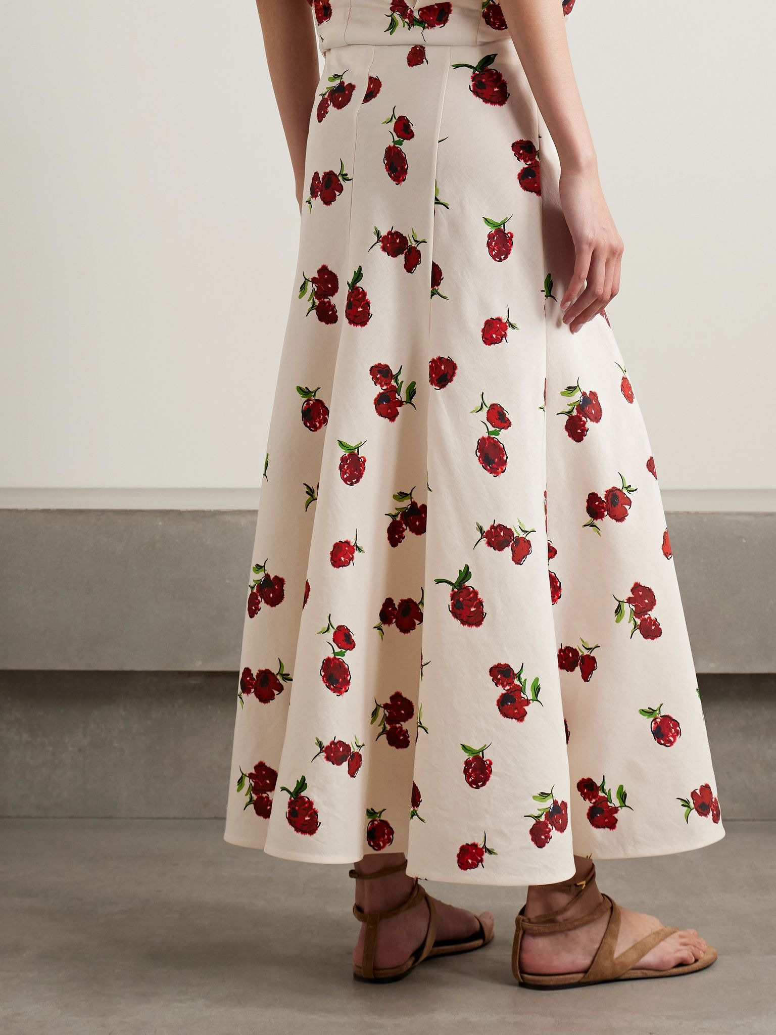 Lenno silk and cotton-blend midi skirt Ecru - 3