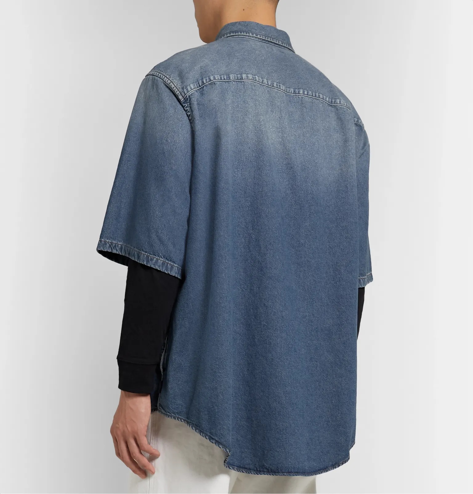 Oversized Logo-Embroidered Denim Shirt - 5