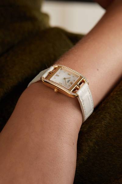 Hermès Cape Cod 31mm small 18-karat gold, alligator, mother-of-pearl and diamond watch outlook