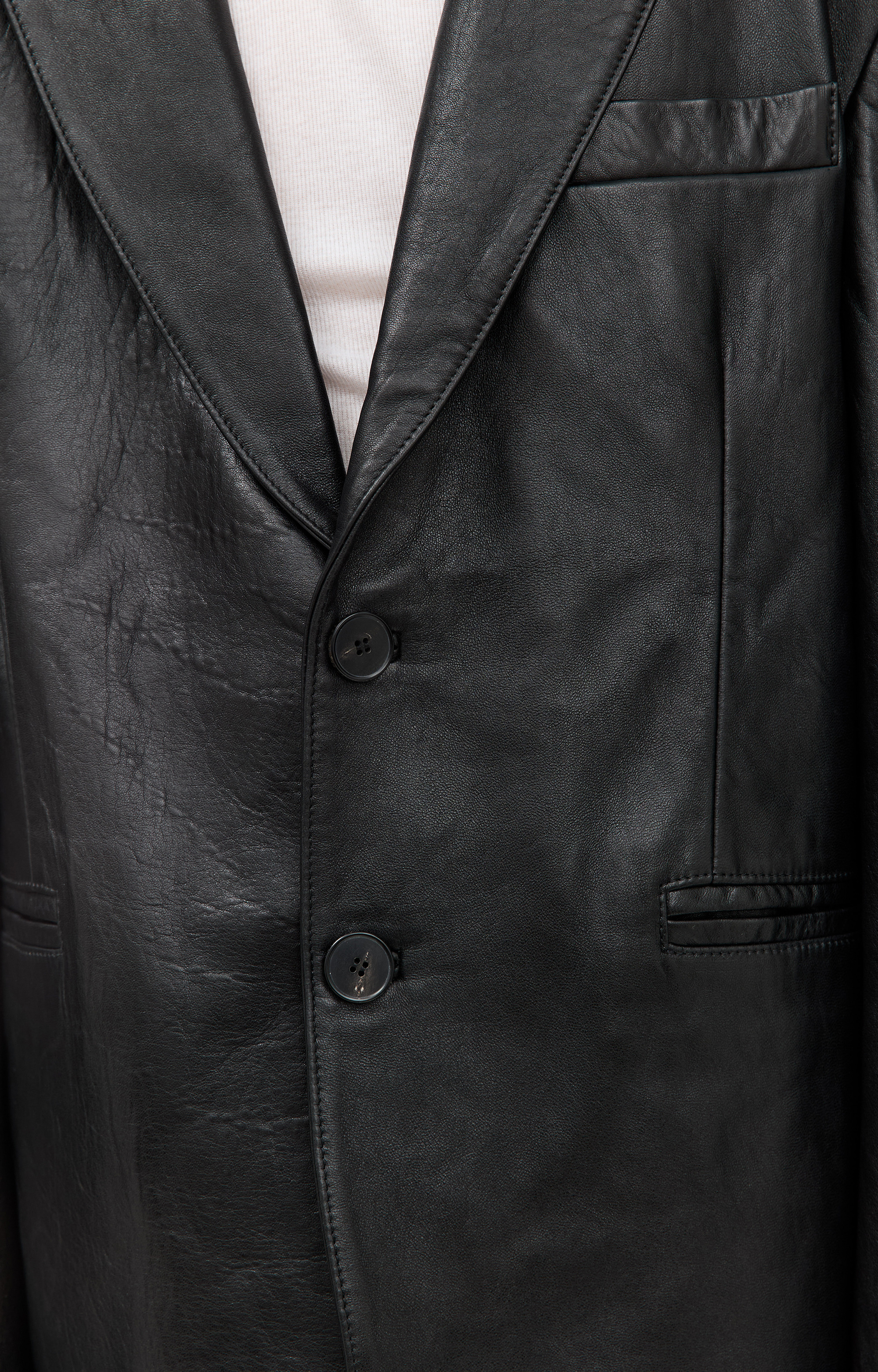 SINGLE-BREASTED LEATHER JACKET - 5