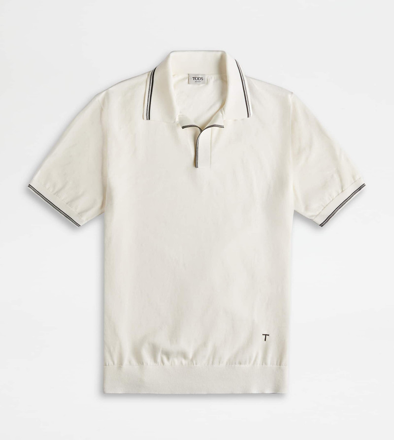 POLO SHIRT IN COTTON KNIT - OFF WHITE 1