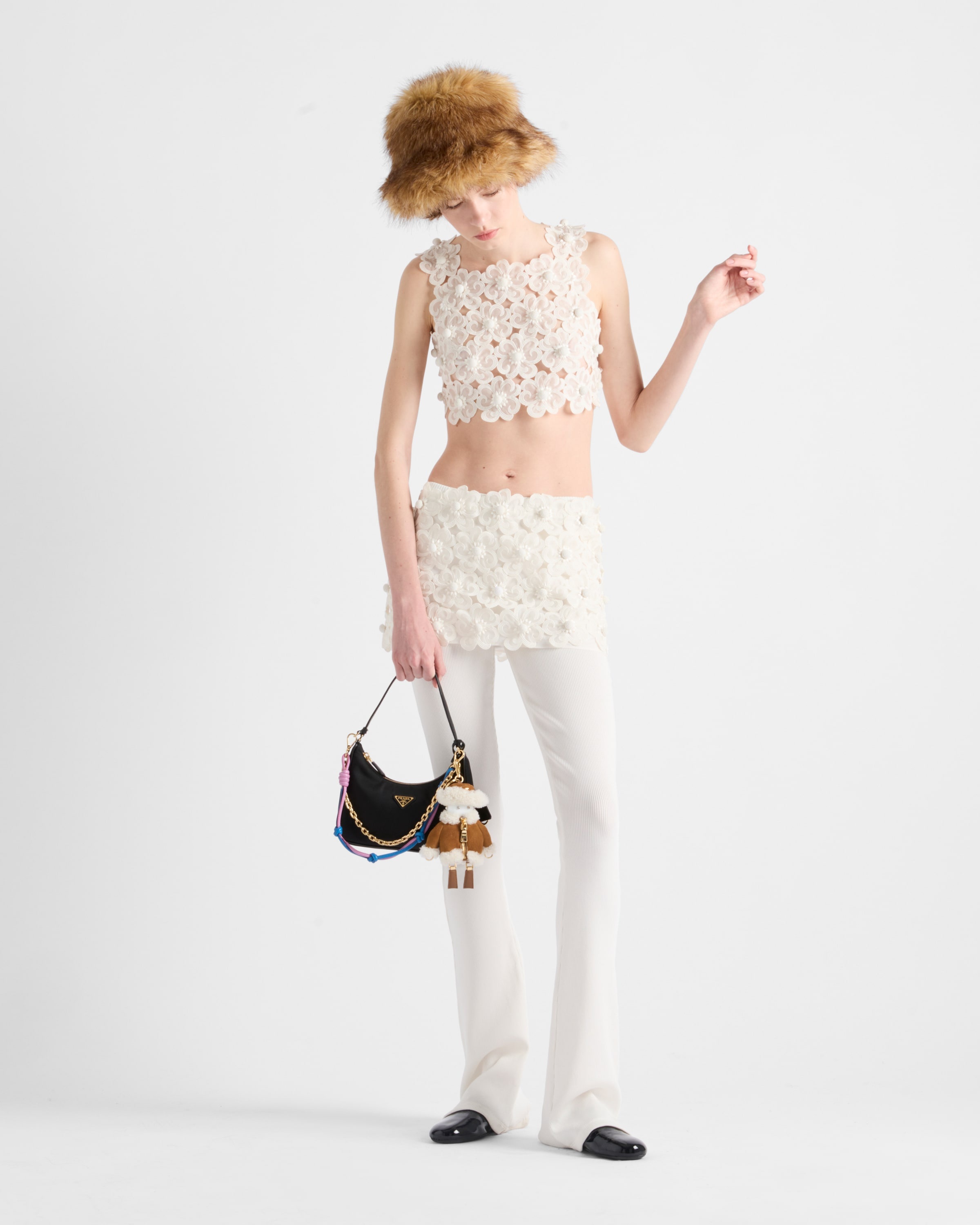 Floral guipure lace miniskirt - 2