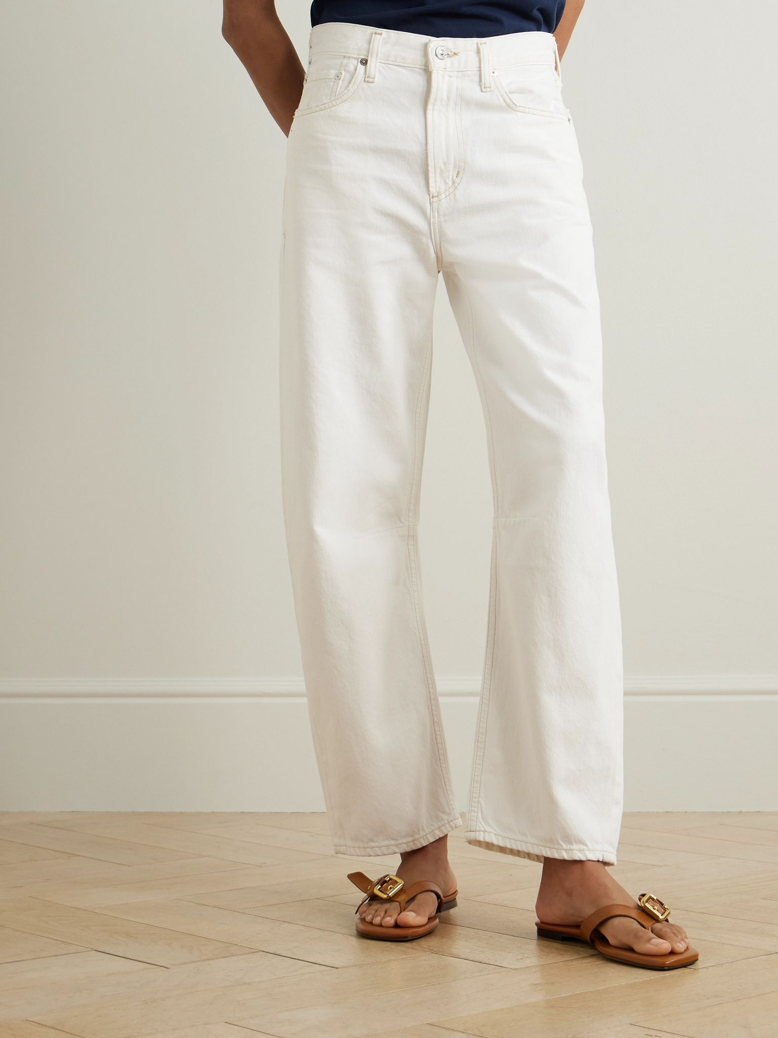 Miro Relaxed high-rise barrel-leg jeans White - 3
