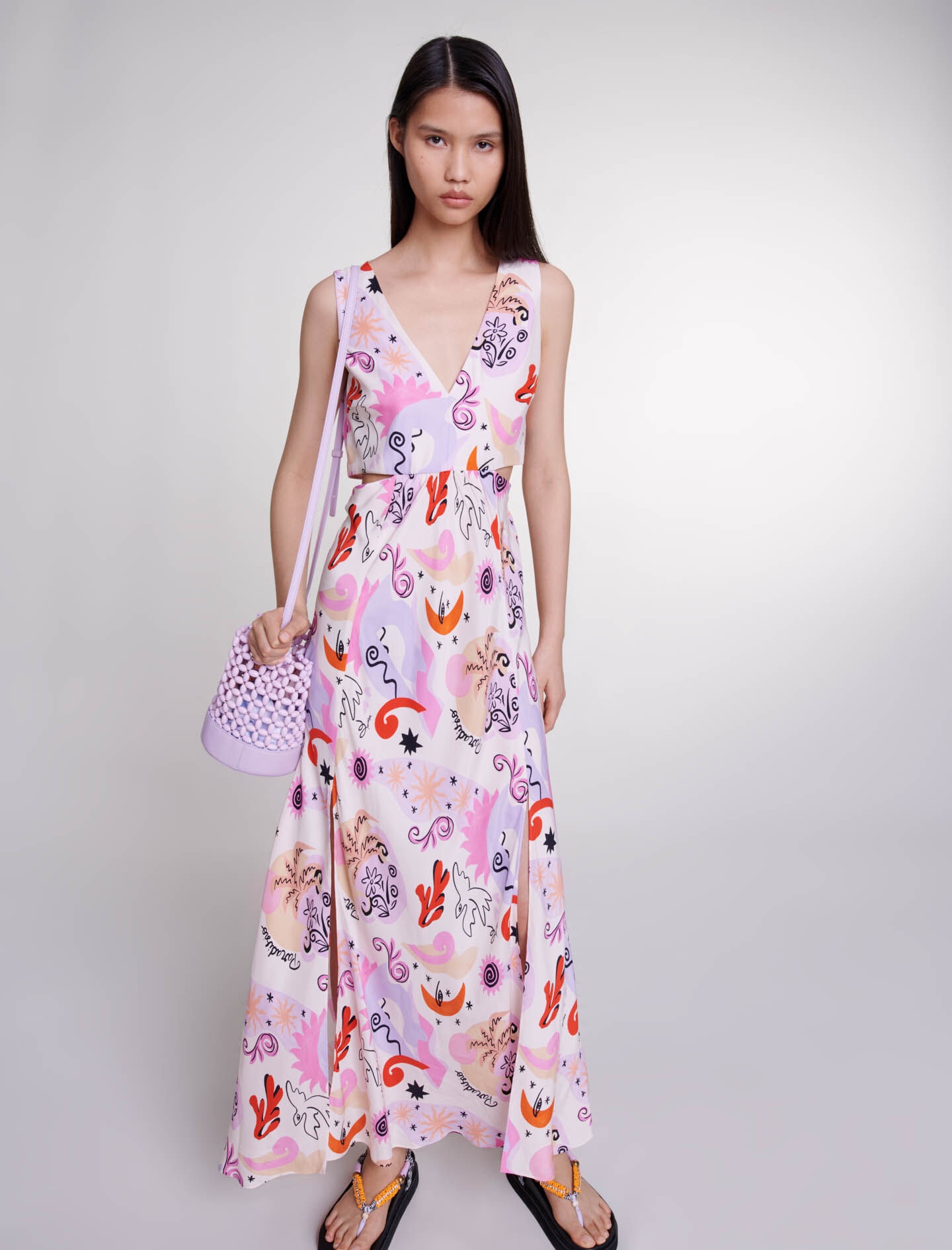 Cutaway silk maxi dress - 8