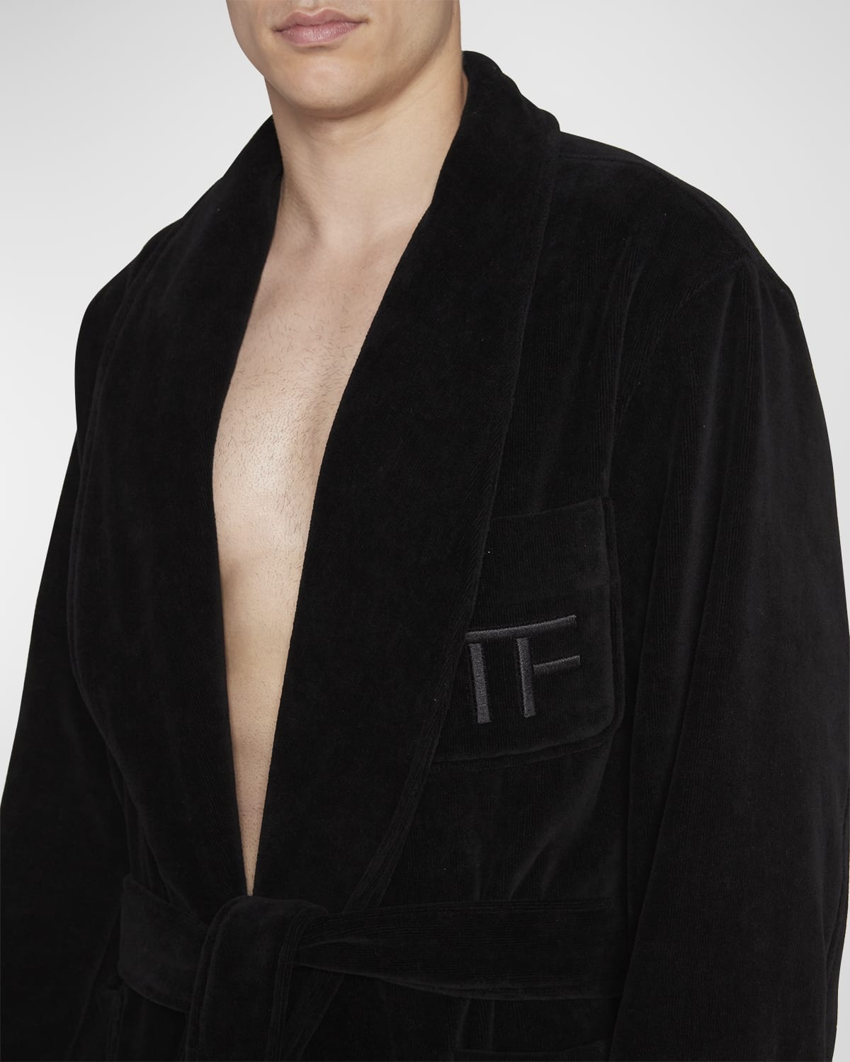 Men's Tonal TF-Logo Cotton Robe - 3