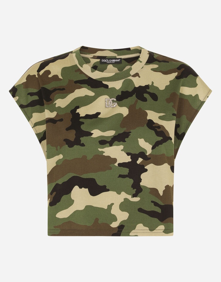 Cropped camouflage-print jersey T-shirt - 3