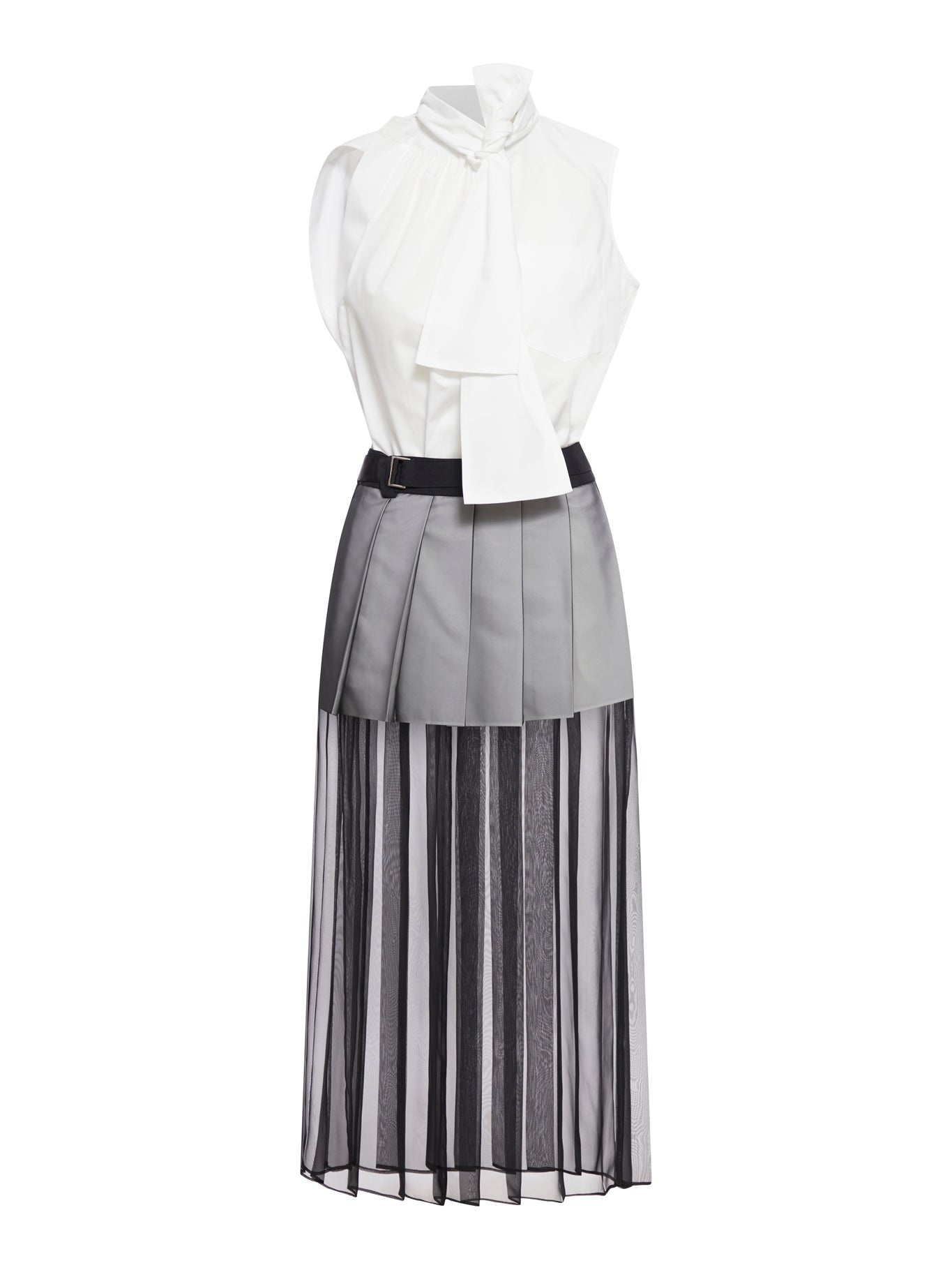 SACAI Suting Mix Poplin Dress ワンピース1 美品 Sacai Cotton Poplin x Cotton Jersey Dress in Navy Stripe