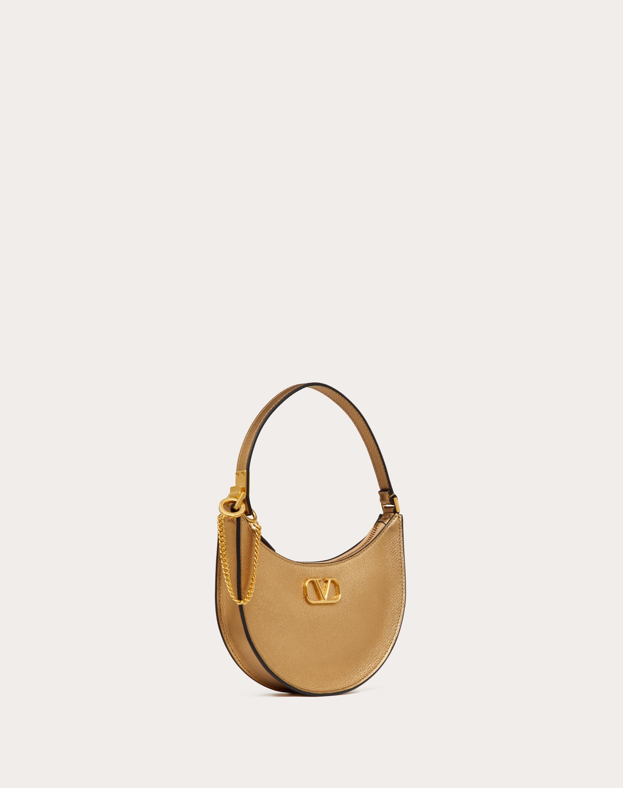 VLOGO SIGNATURE MINI HOBO BAG IN METALLIC GRAINY CALFSKIN - 3