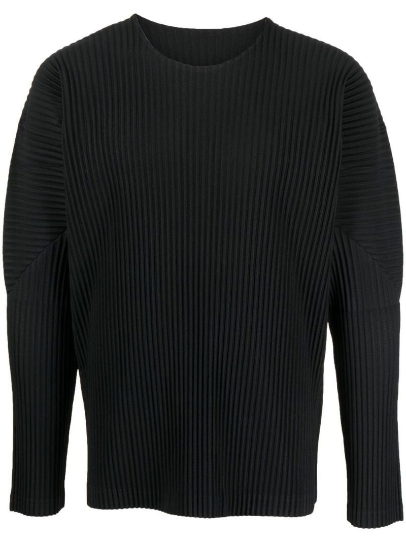 long-sleeve plissé T-shirt - 1
