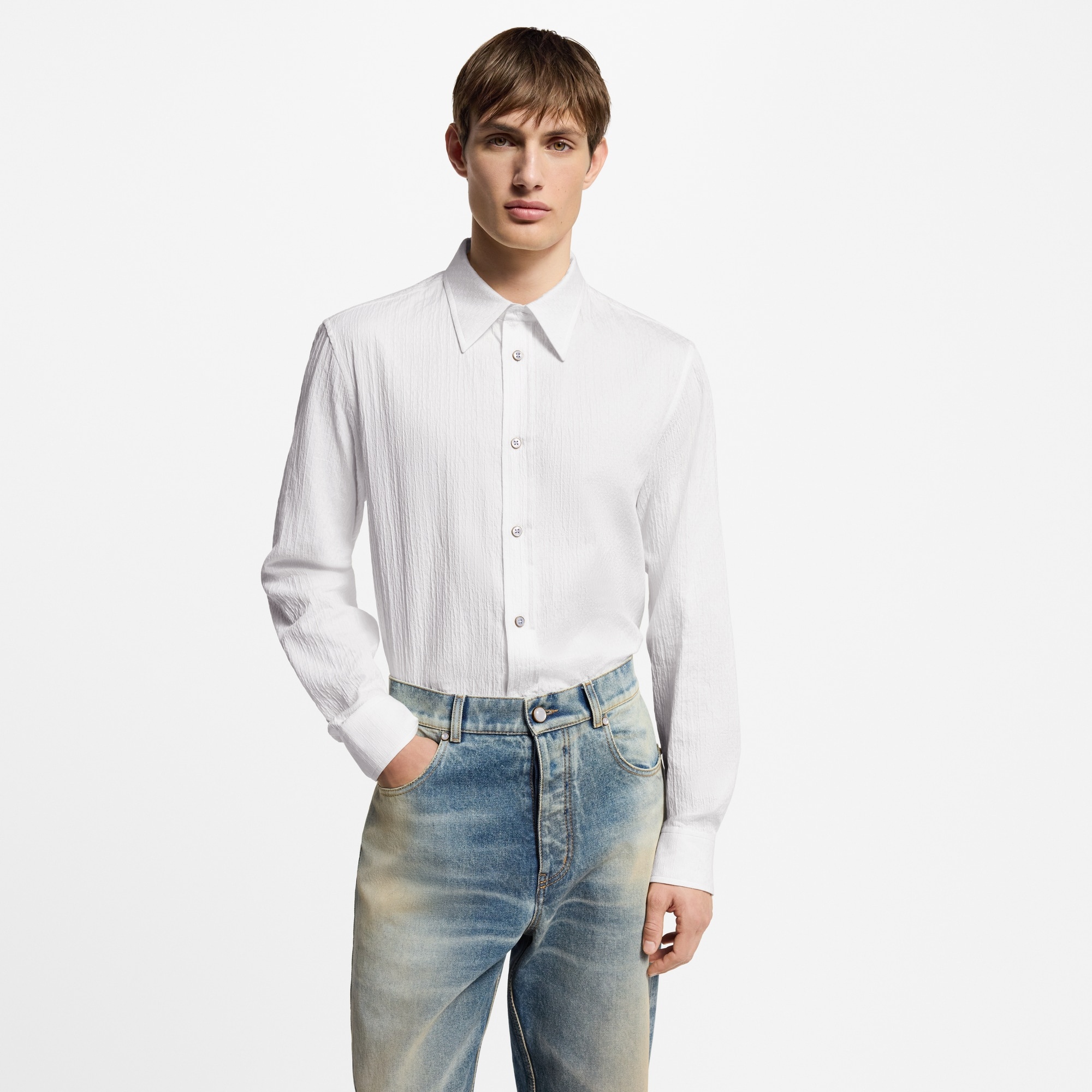Monogram Jacquard Long-Sleeved Cotton Shirt - 2