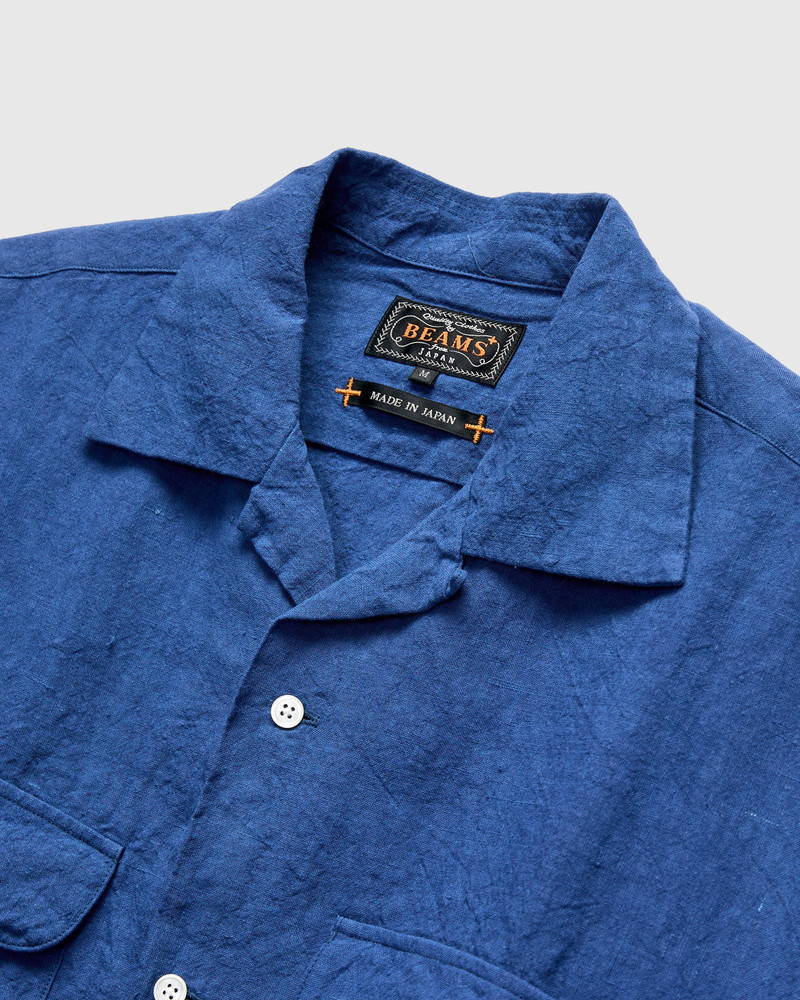 1/40 Linen Open Collar Shirt in Blue 4