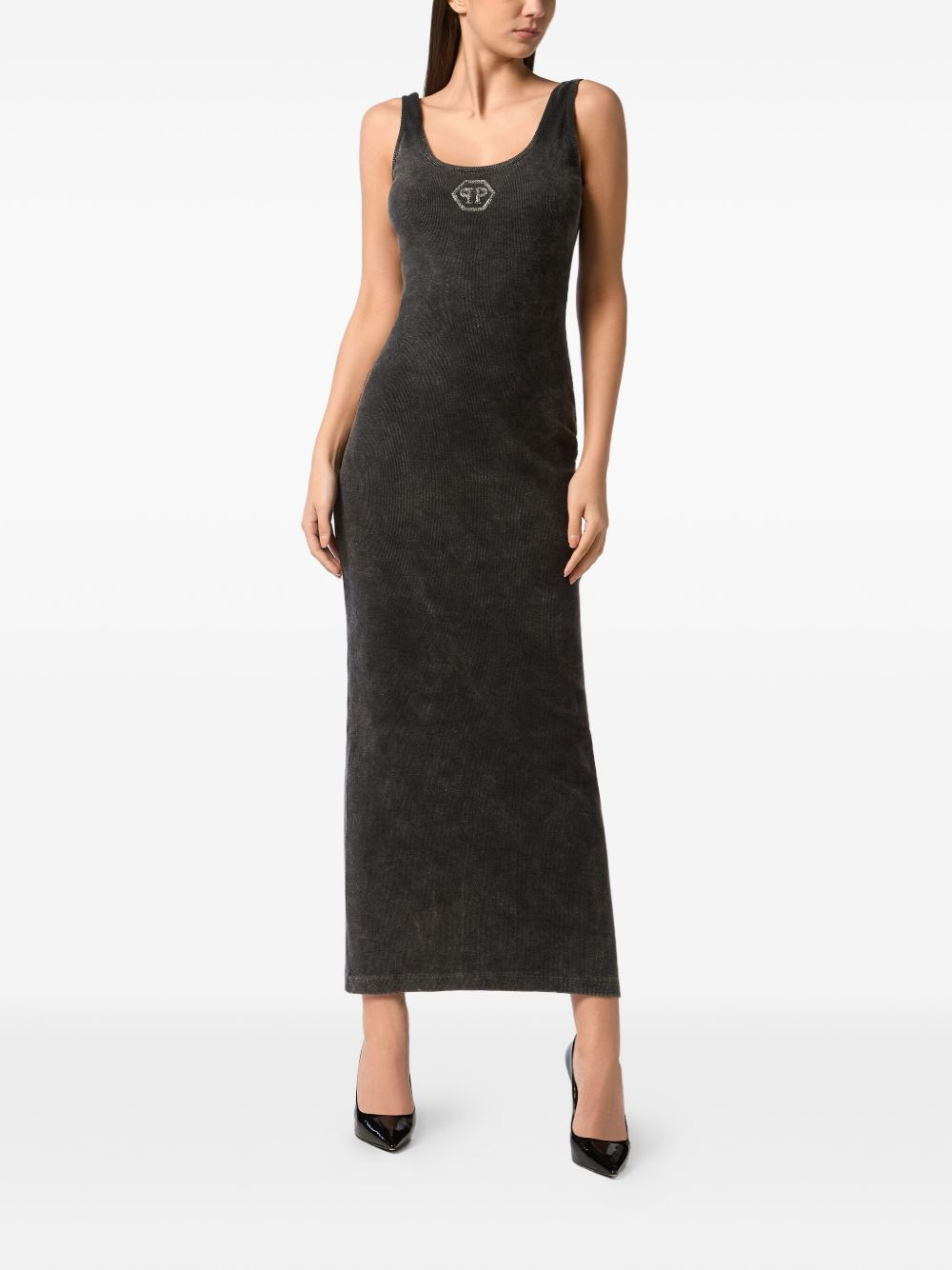 Hexagon ribbed-knit tank midi dress - 2
