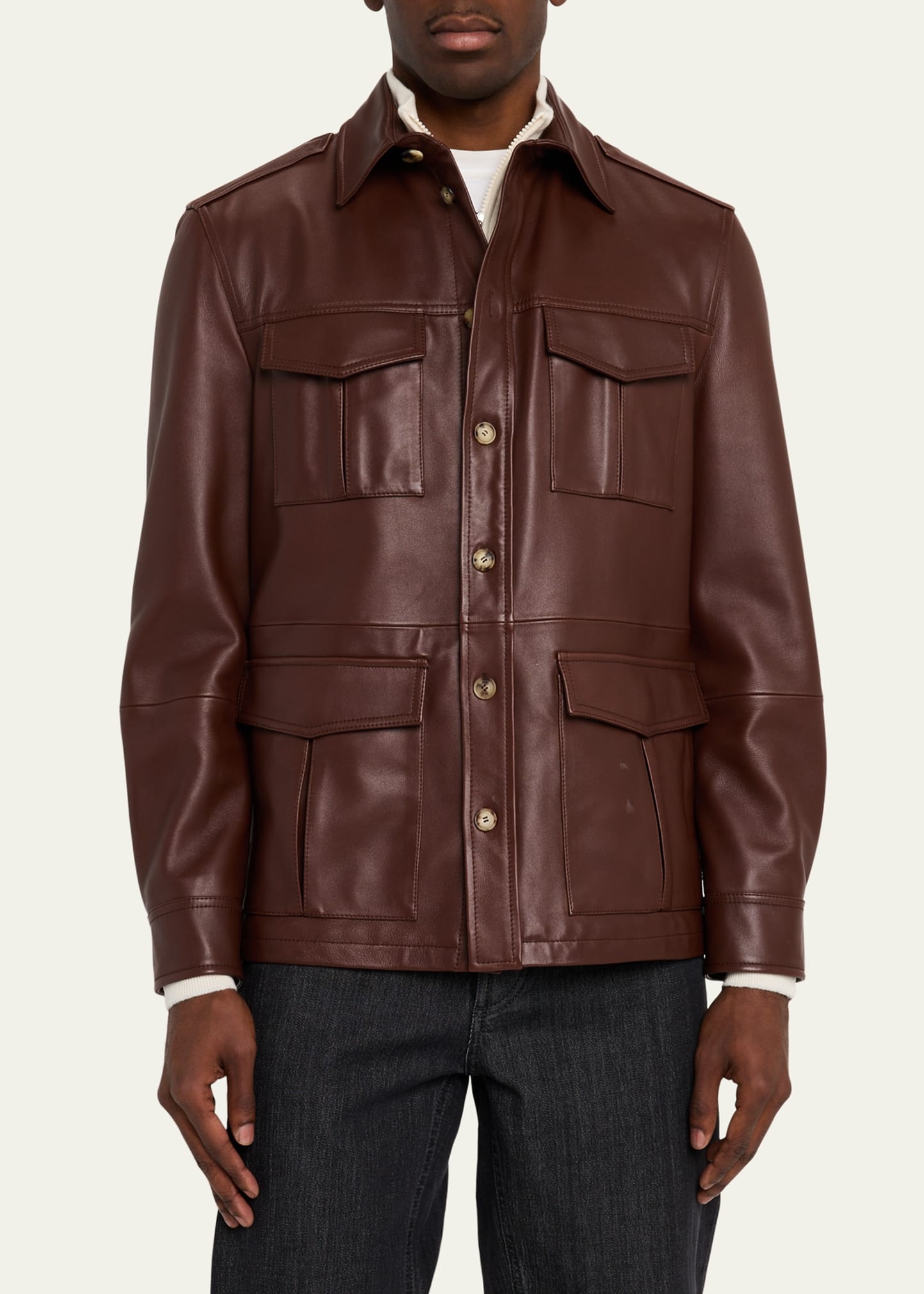 Men's Leather Safari Jacket - 4