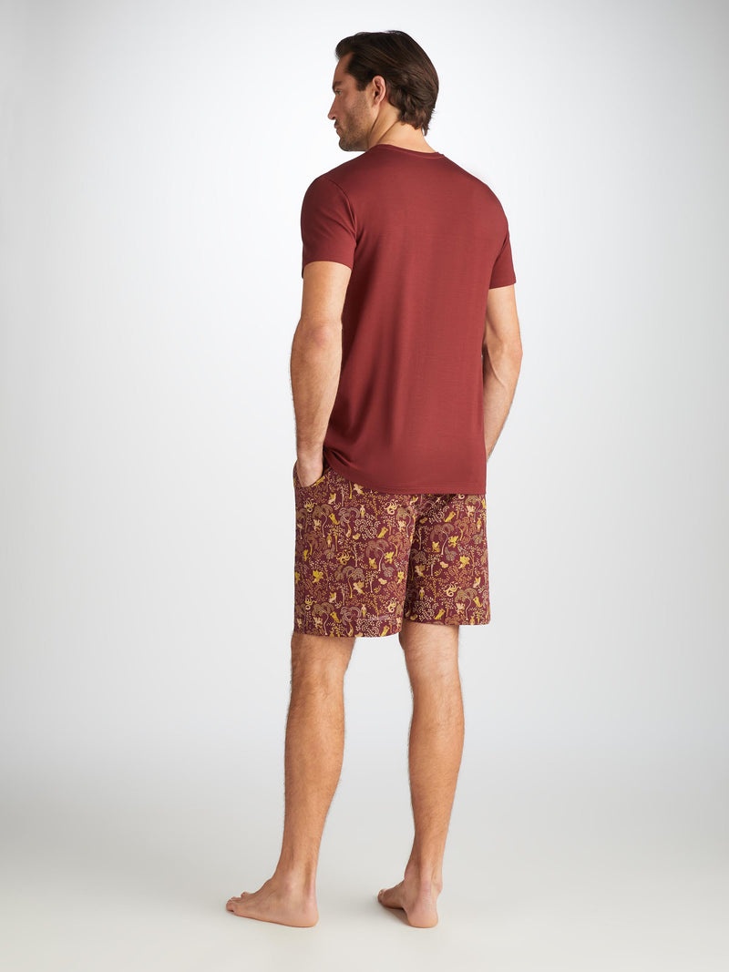 Men's Lounge Shorts Ledbury 74 Cotton Batiste Burgundy - 4