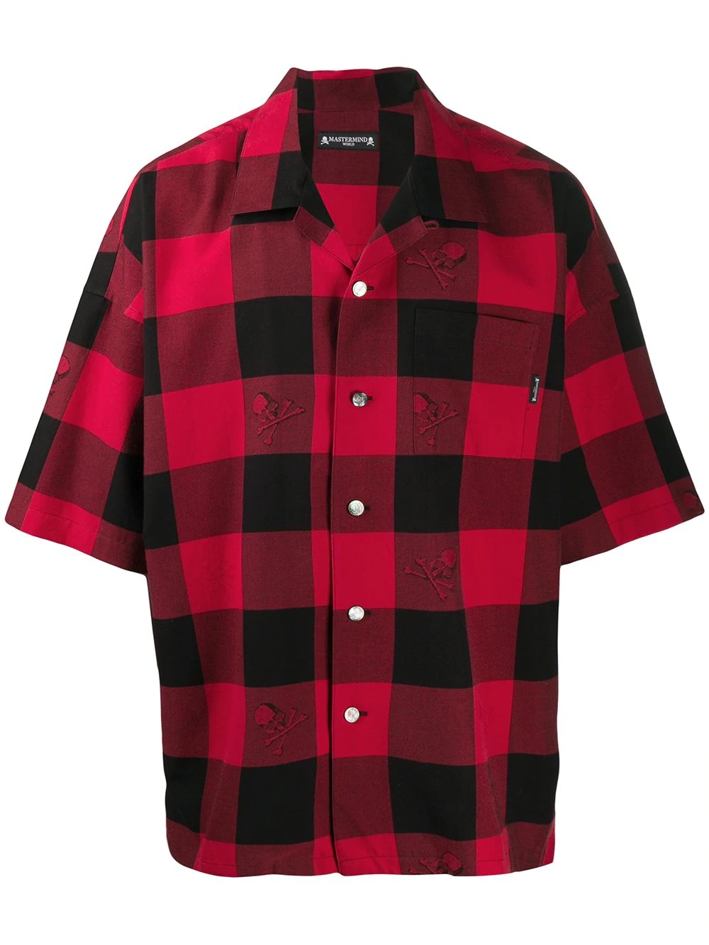 checkered-print short-sleeved shirt  - 1