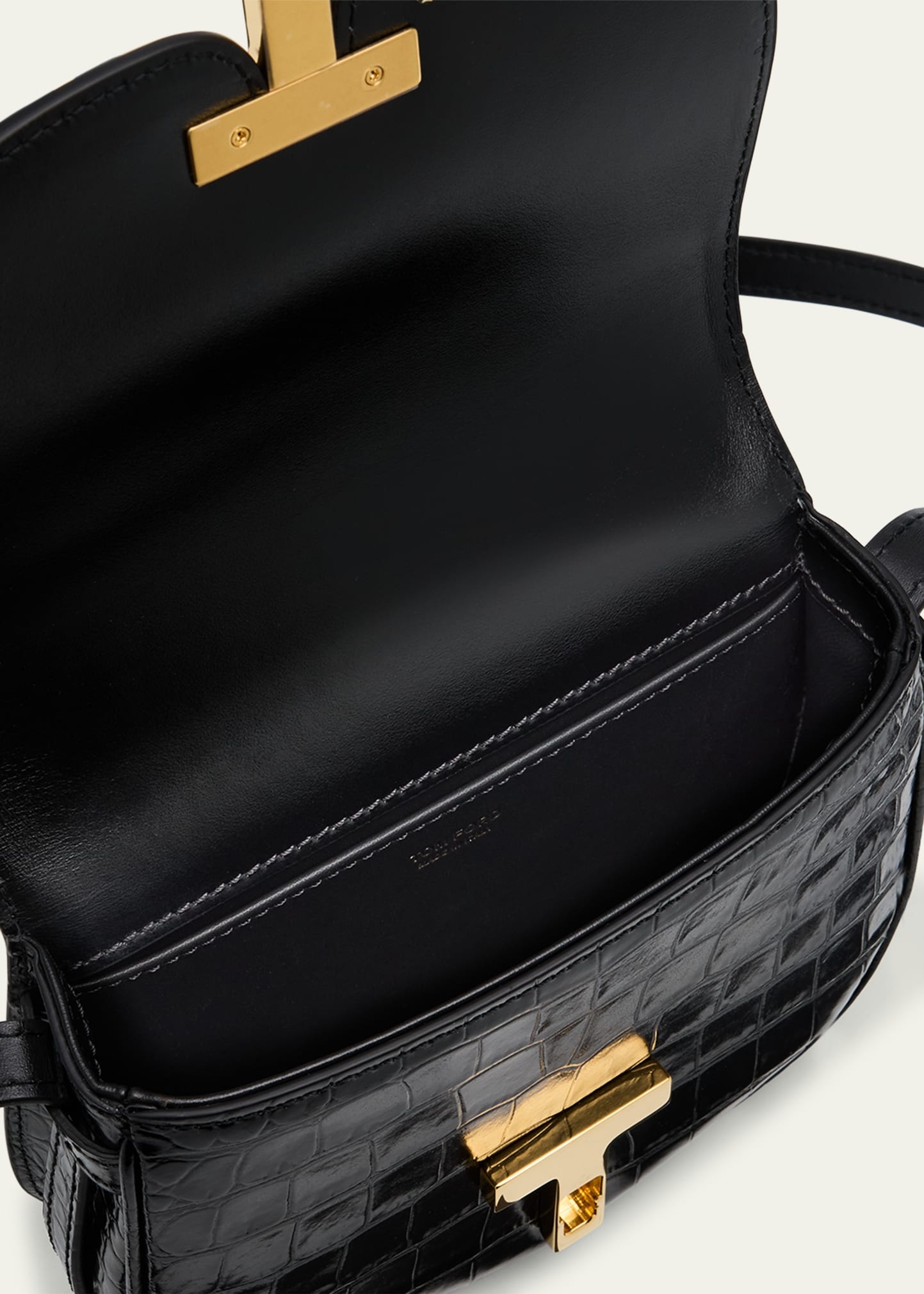 Wallis Mini Flap Shoulder Bag in Shiny Croc-Embossed Leather - 4