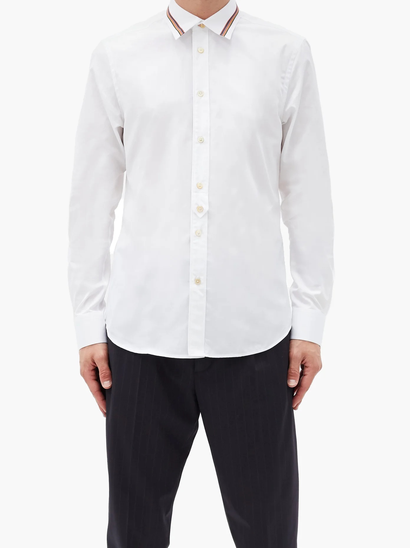 Artist-stripe collar cotton-poplin shirt - 6