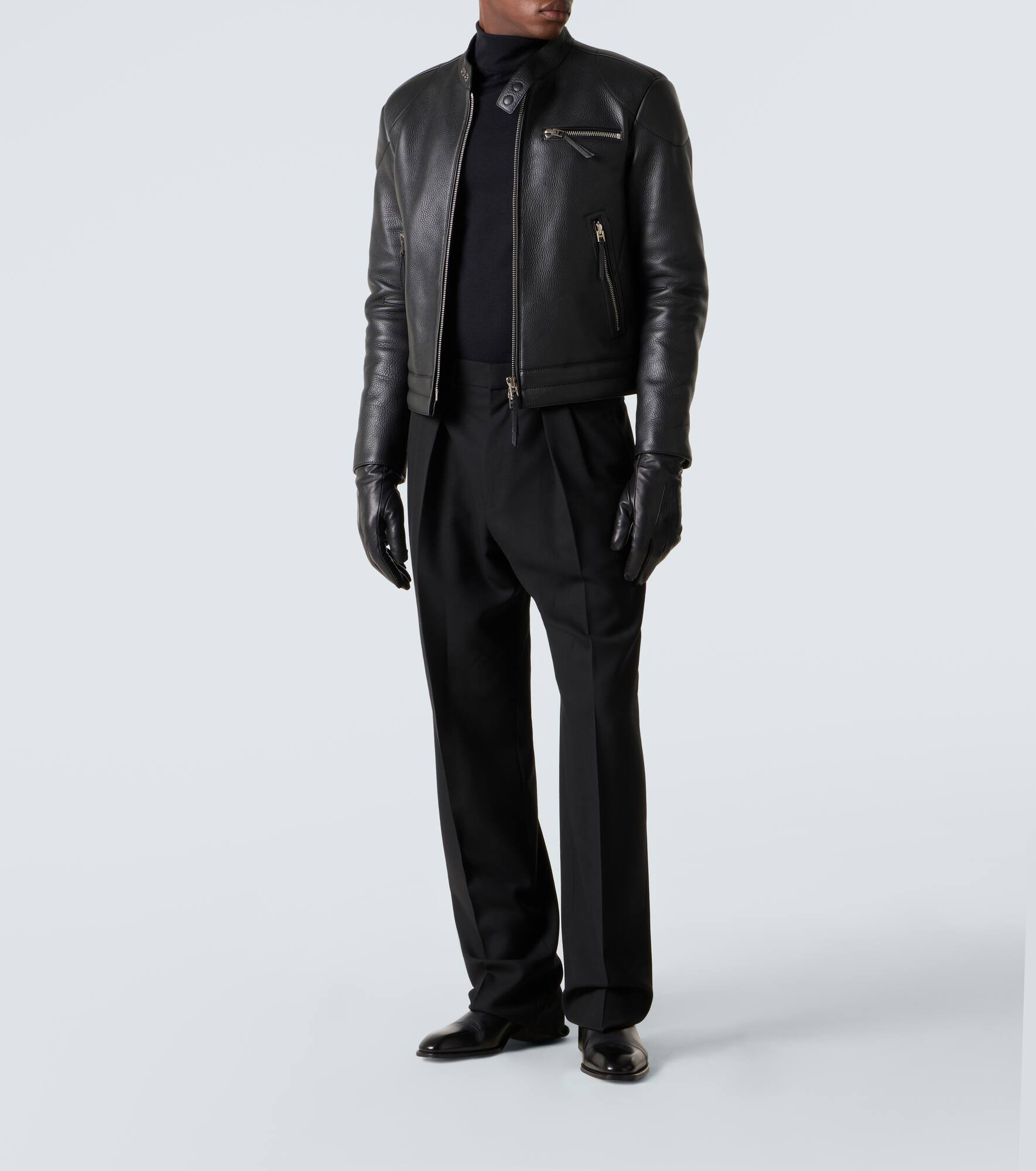 Leather biker jacket - 2