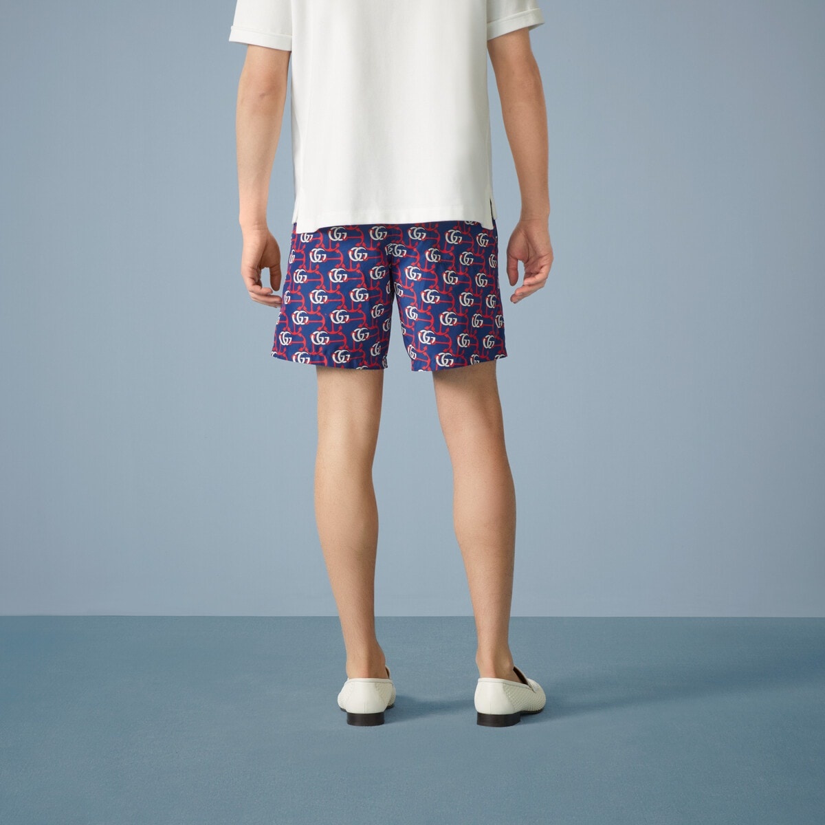 Double G anchor print nylon swim shorts - 5