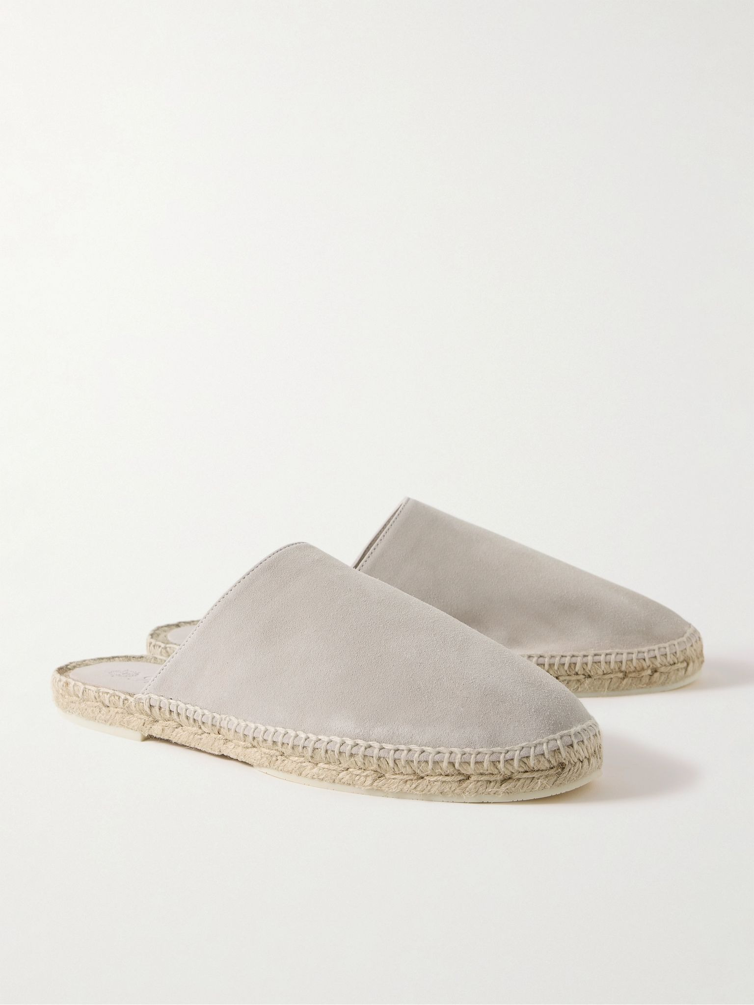 Seaside Walk Suede Backless Espadrilles Beige - 4